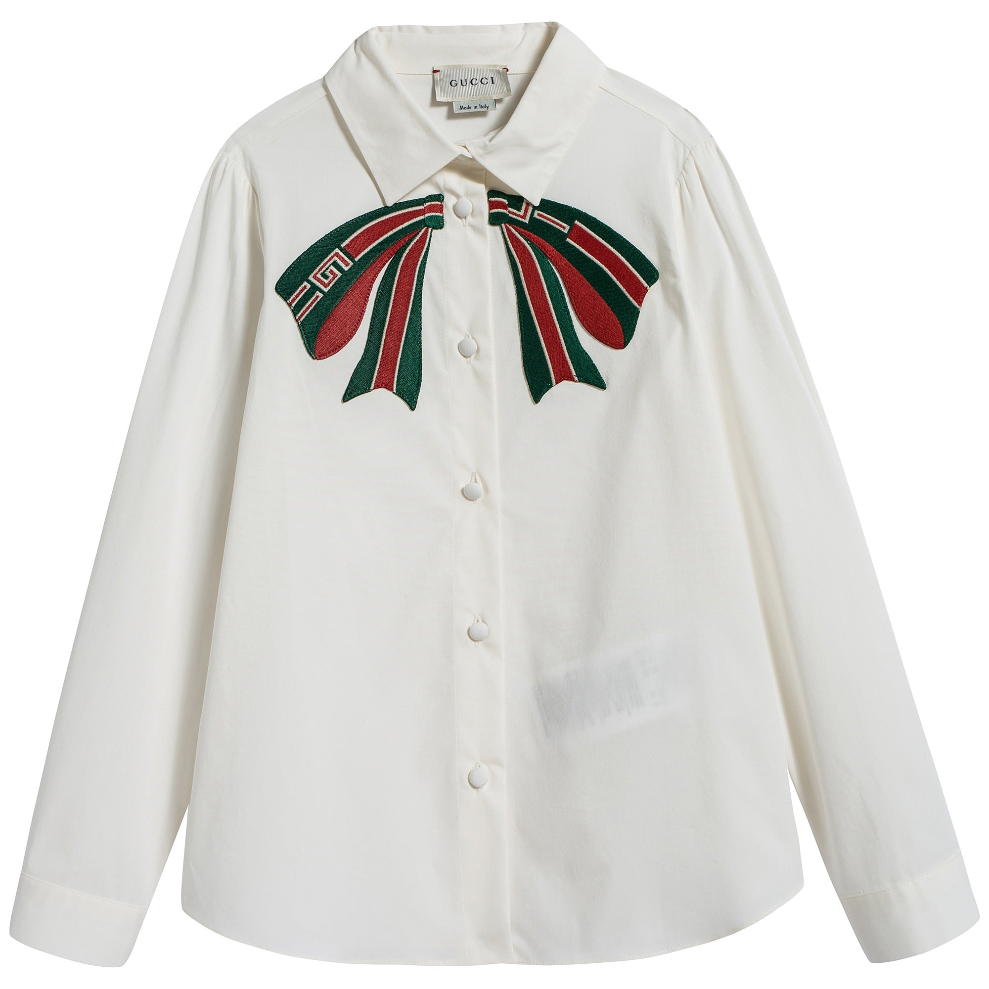 Girls Ivory Embroidered Cotton Shirt