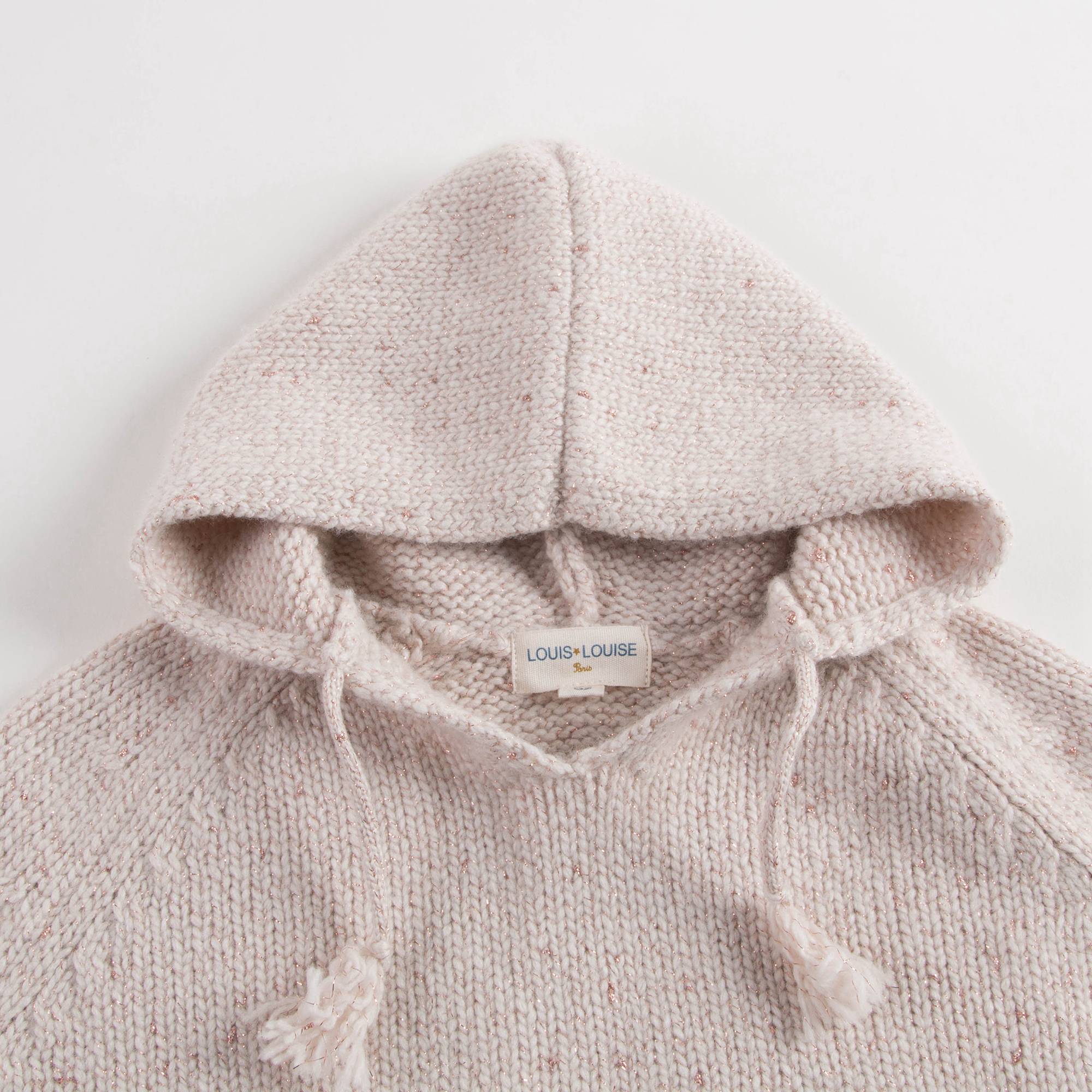 Girls Pink Lurex Knitted Wool Poncho