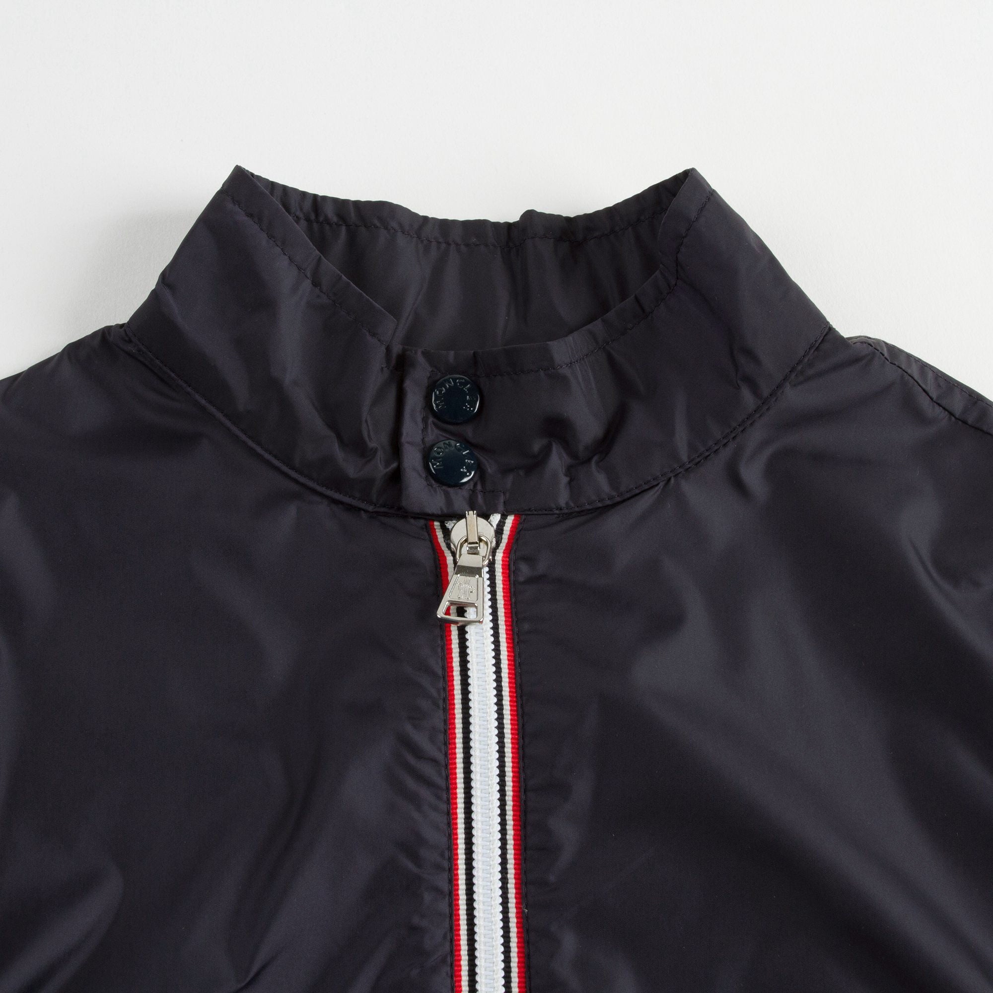 Boys Navy Blue Ribbed Cuffs 'Fabrice' Jacket With White Zipper
