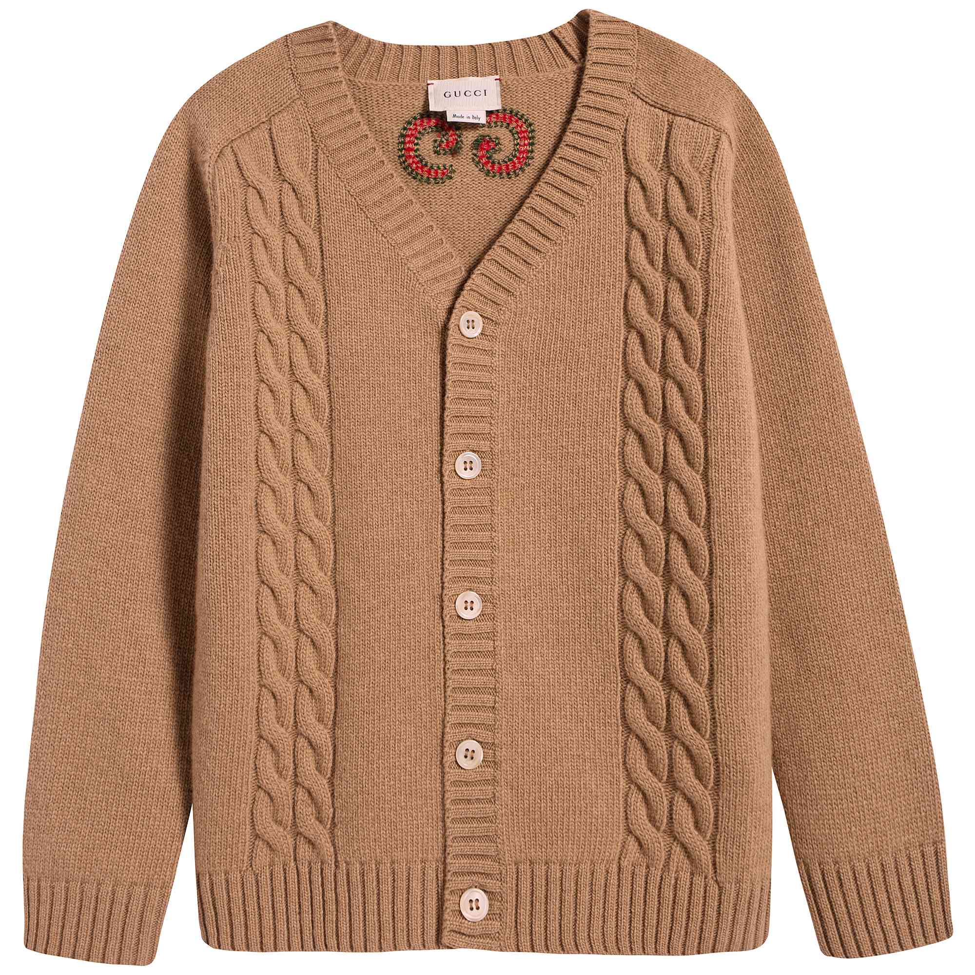 Boys Camel Wool Cardigan