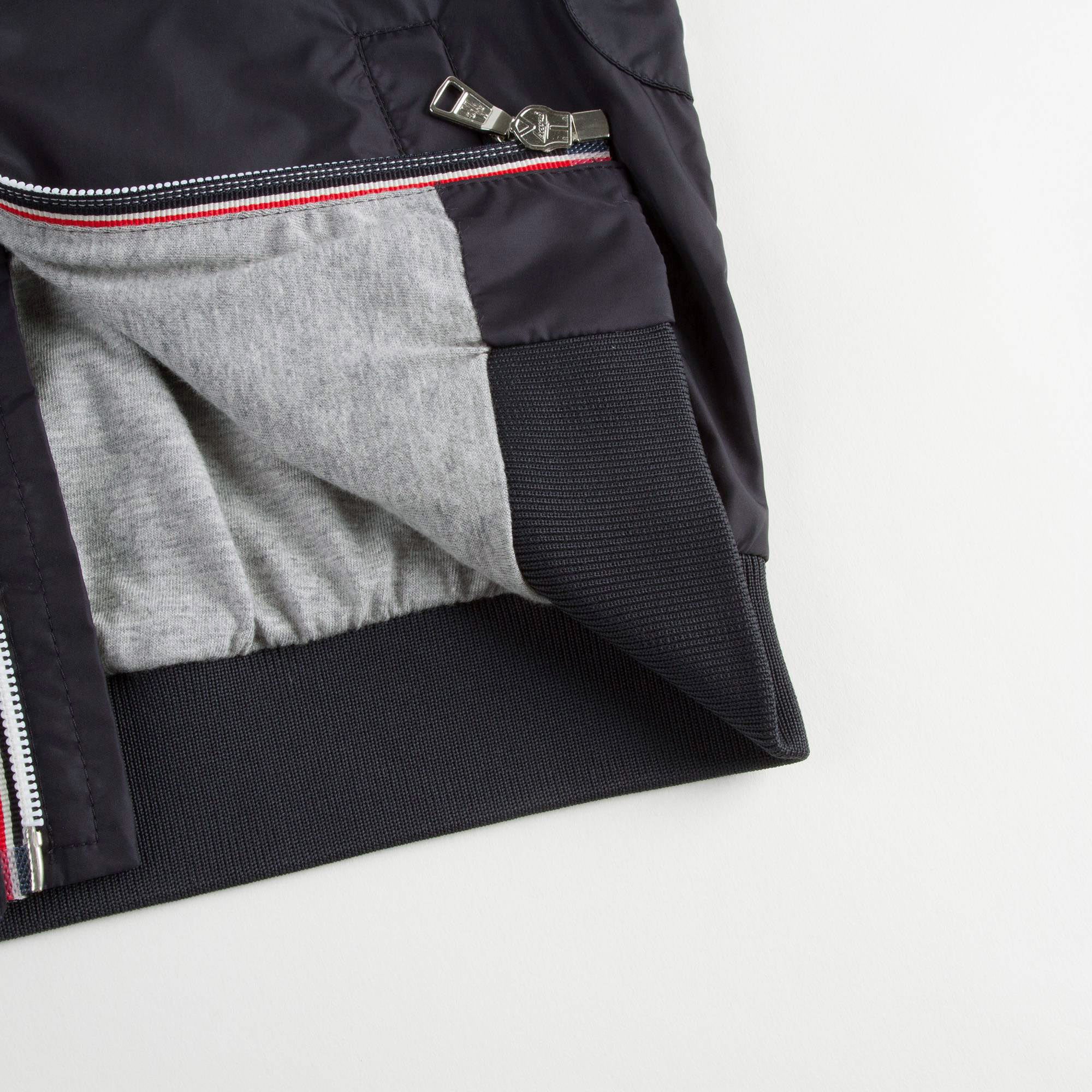 Boys Navy Blue Ribbed Cuffs 'Fabrice' Jacket With White Zipper