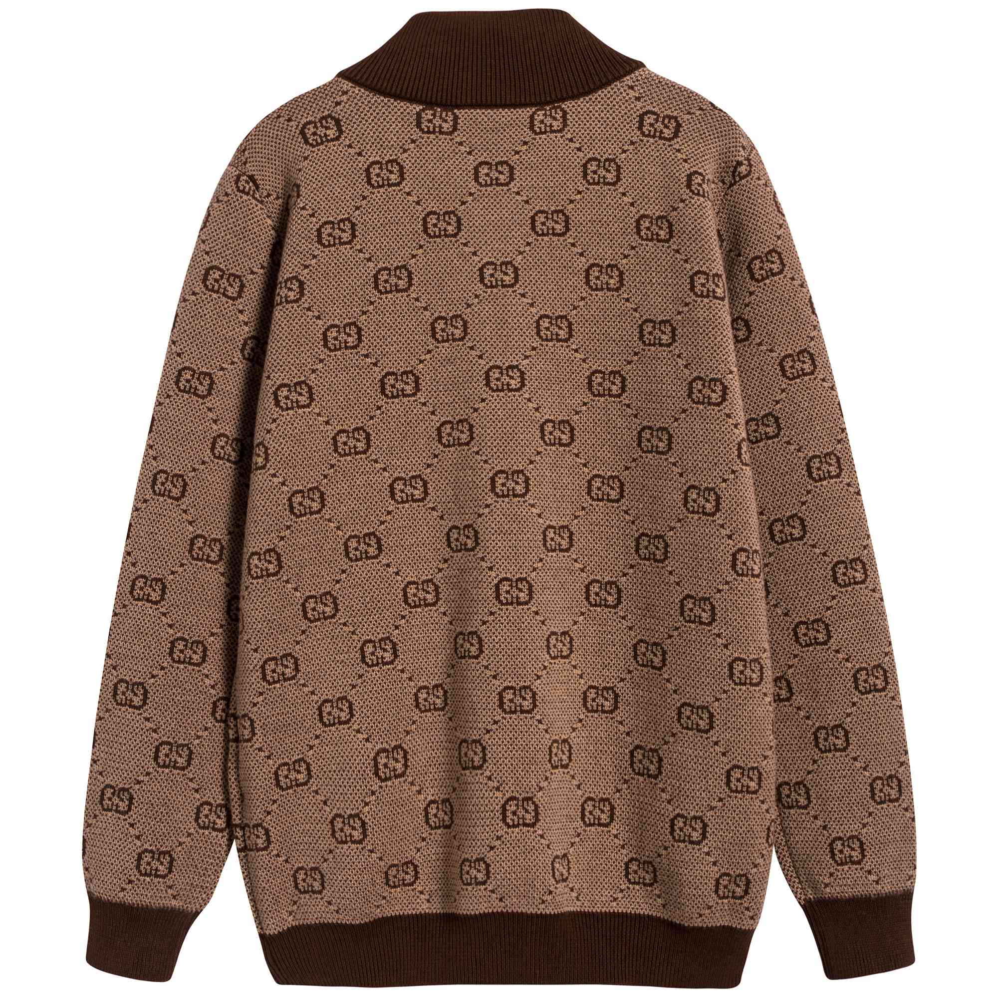 Boys Camel GG Zip Wool Cardigan