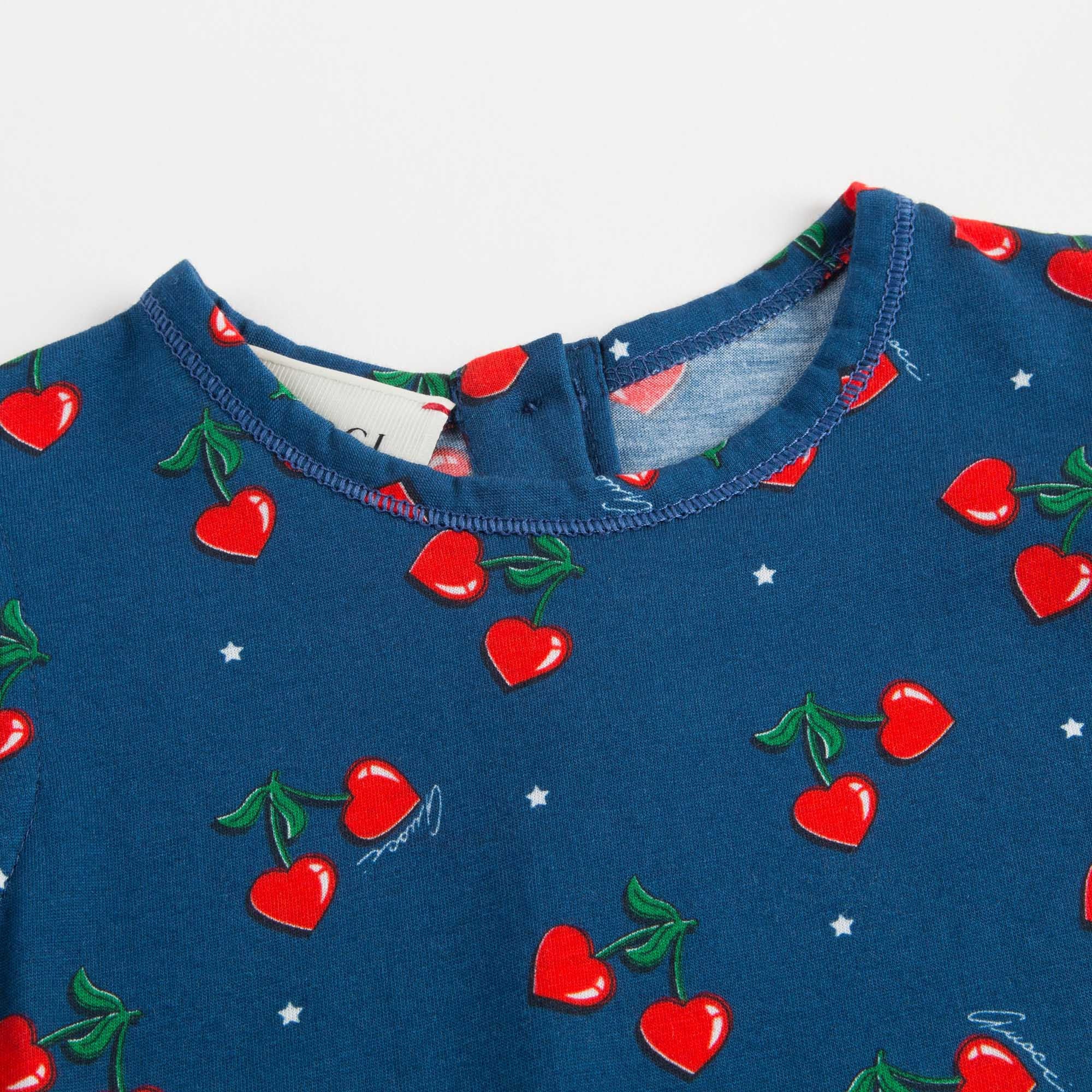 Baby Girls Navy Blue Heart Cherry Top