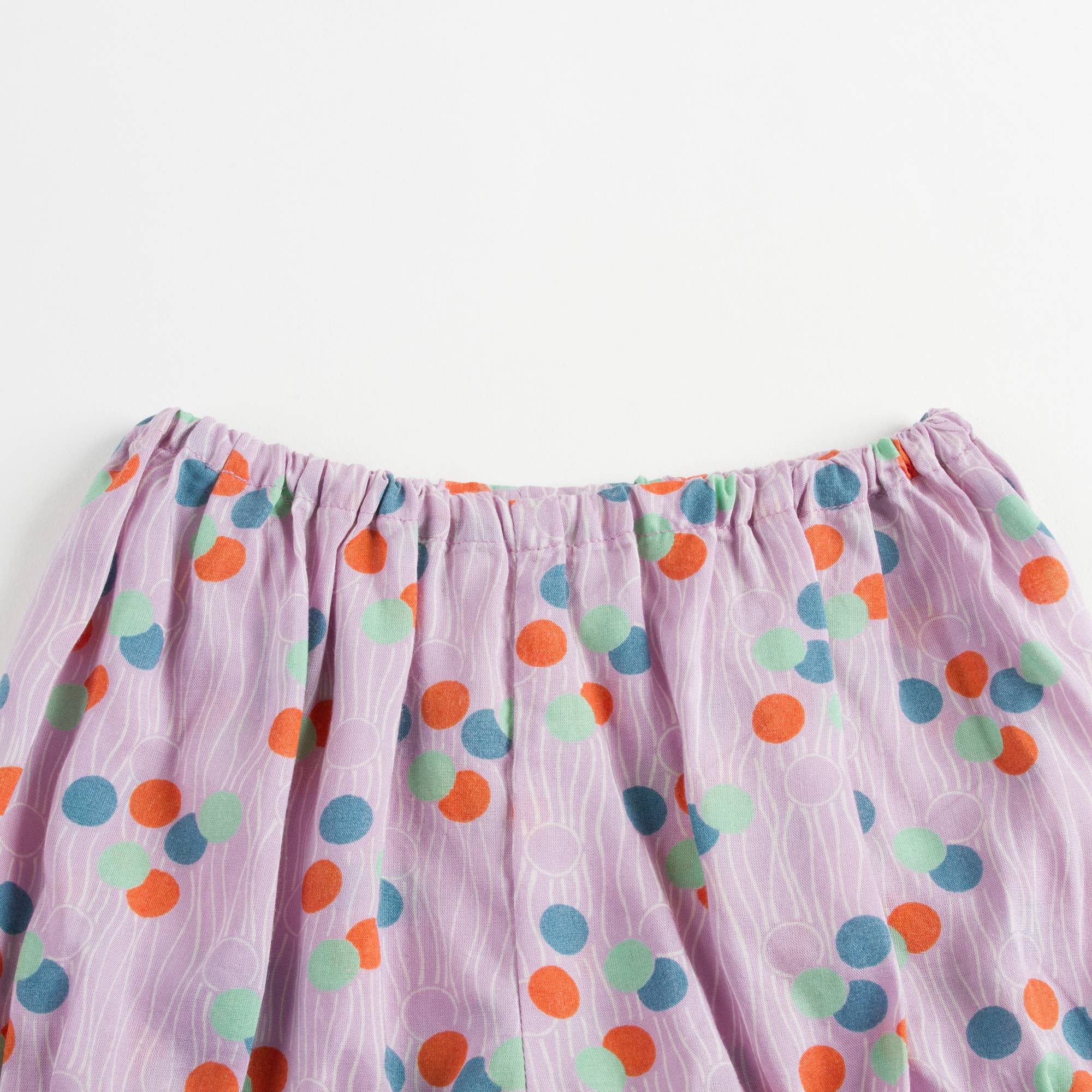 Girls Purple Sheer Lilac Bloomer With Dotty Printed Trims