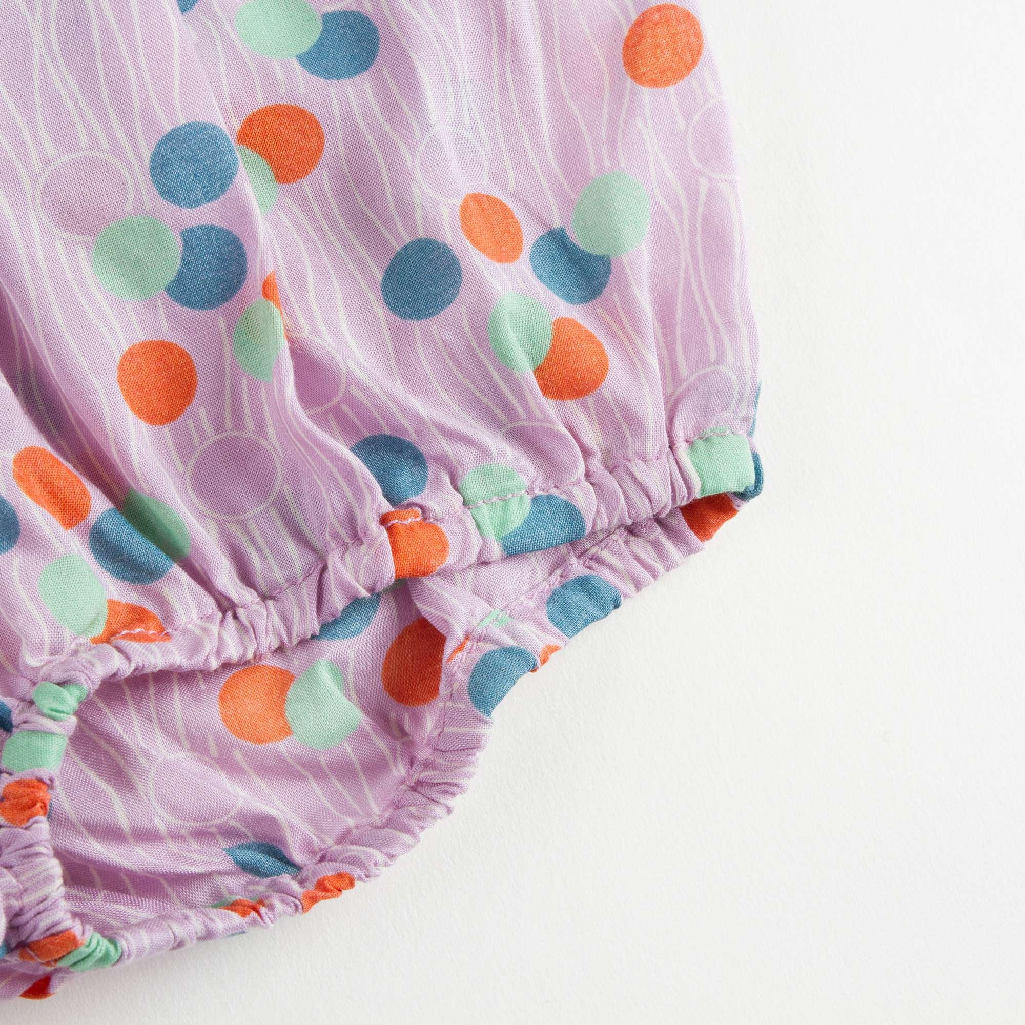 Girls Purple Sheer Lilac Bloomer With Dotty Printed Trims