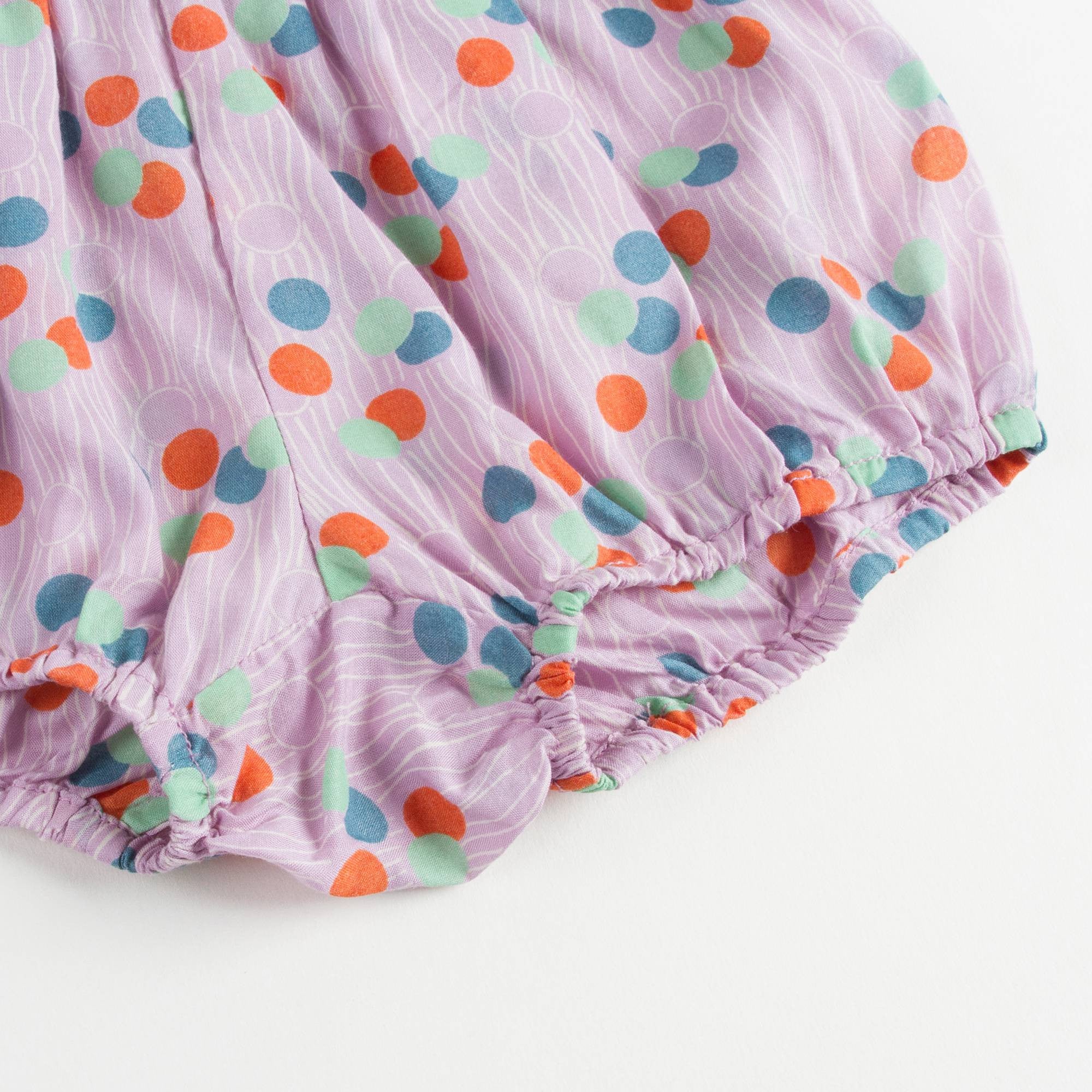 Girls Purple Sheer Lilac Bloomer With Dotty Printed Trims