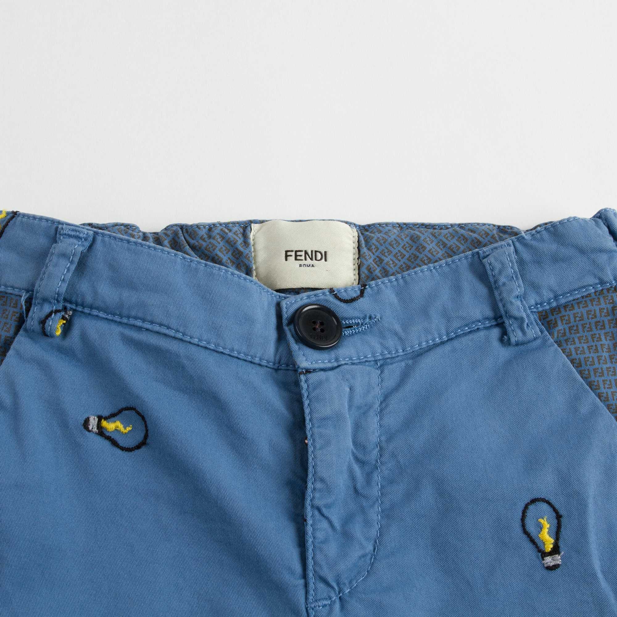 Baby Boys Light Blue Cotton Printed Trims Trousers