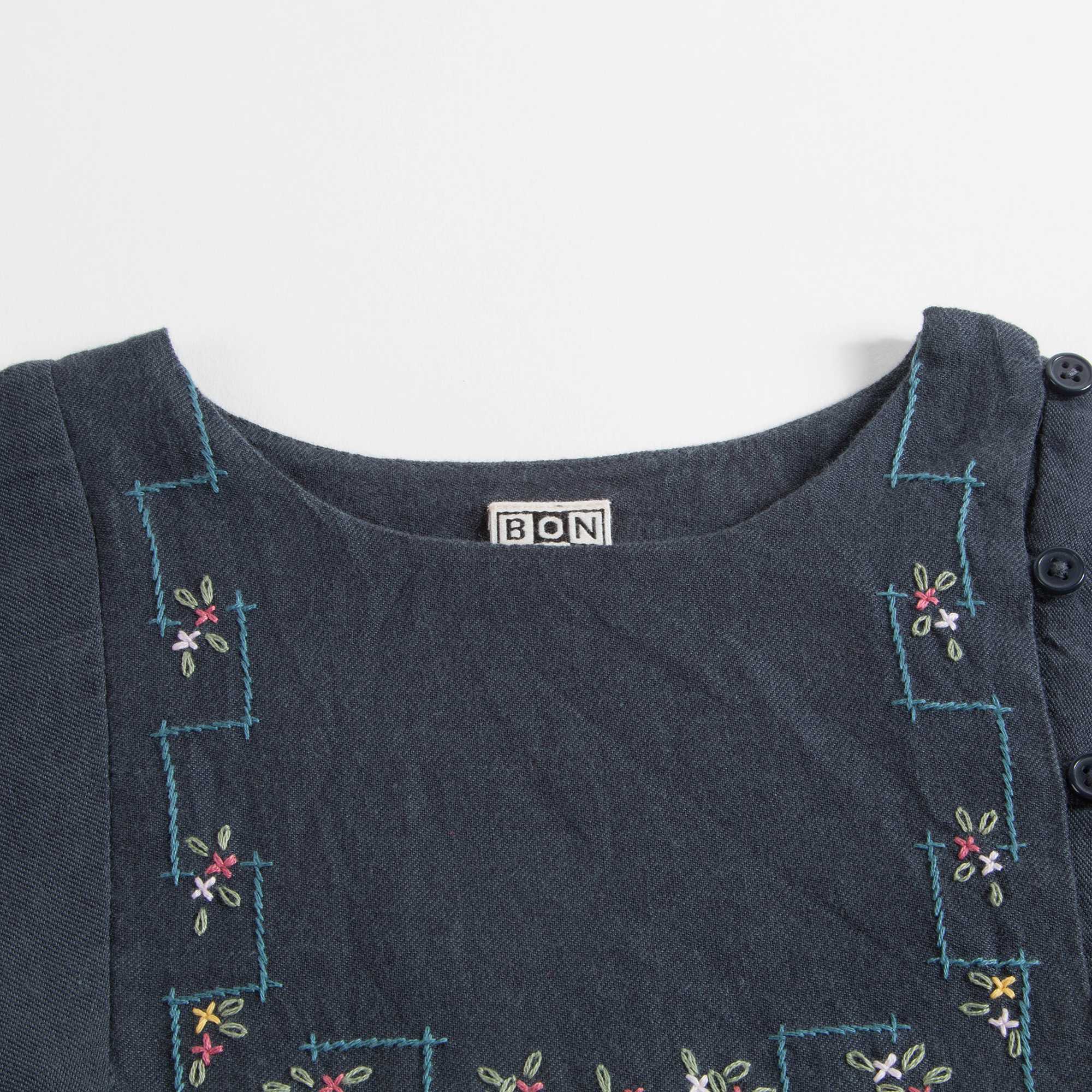 Girls Charcoal Cotton Blouse