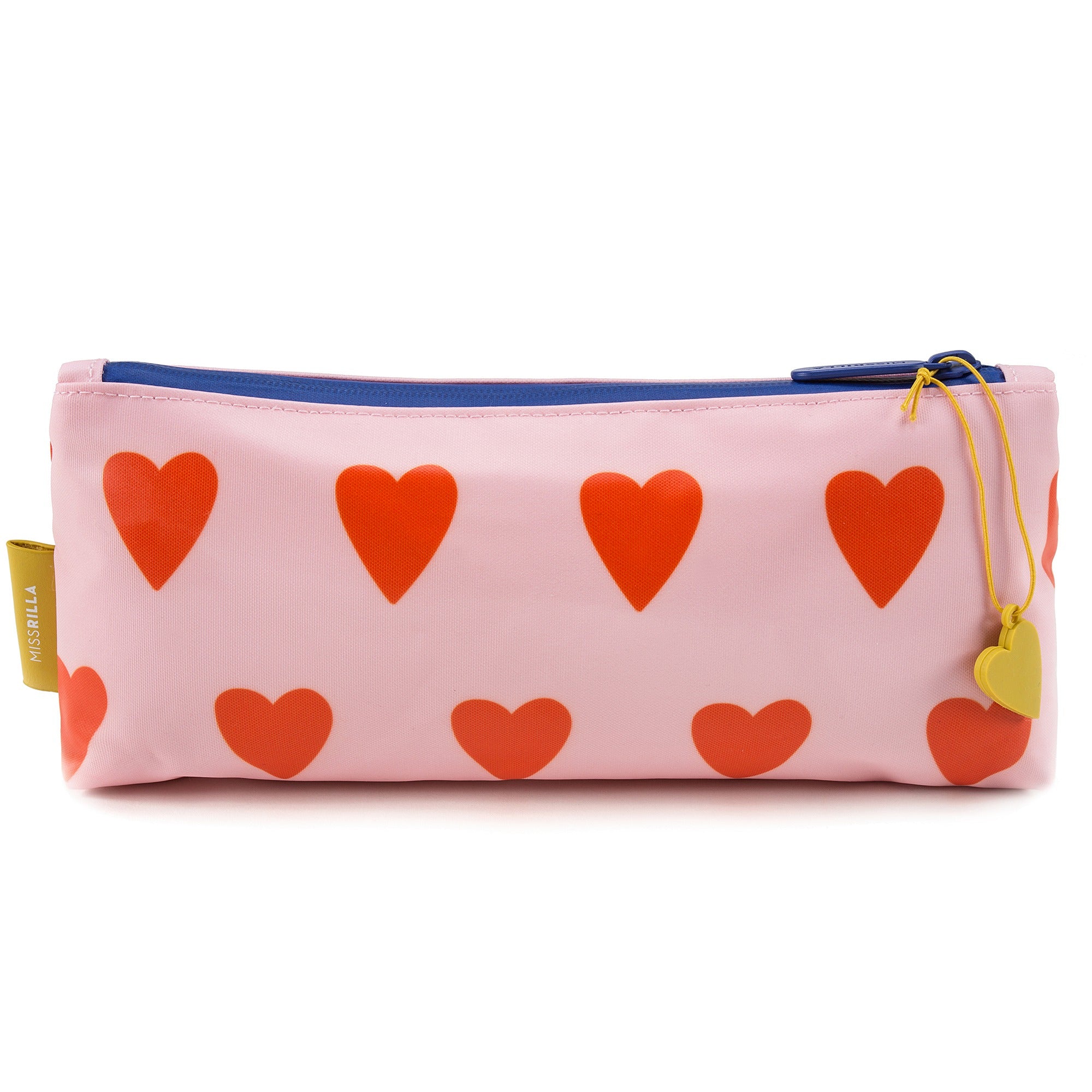 Girls Soft Pink & Orange Hearts Printed Pencil Pouch（29 x 13 cm）
