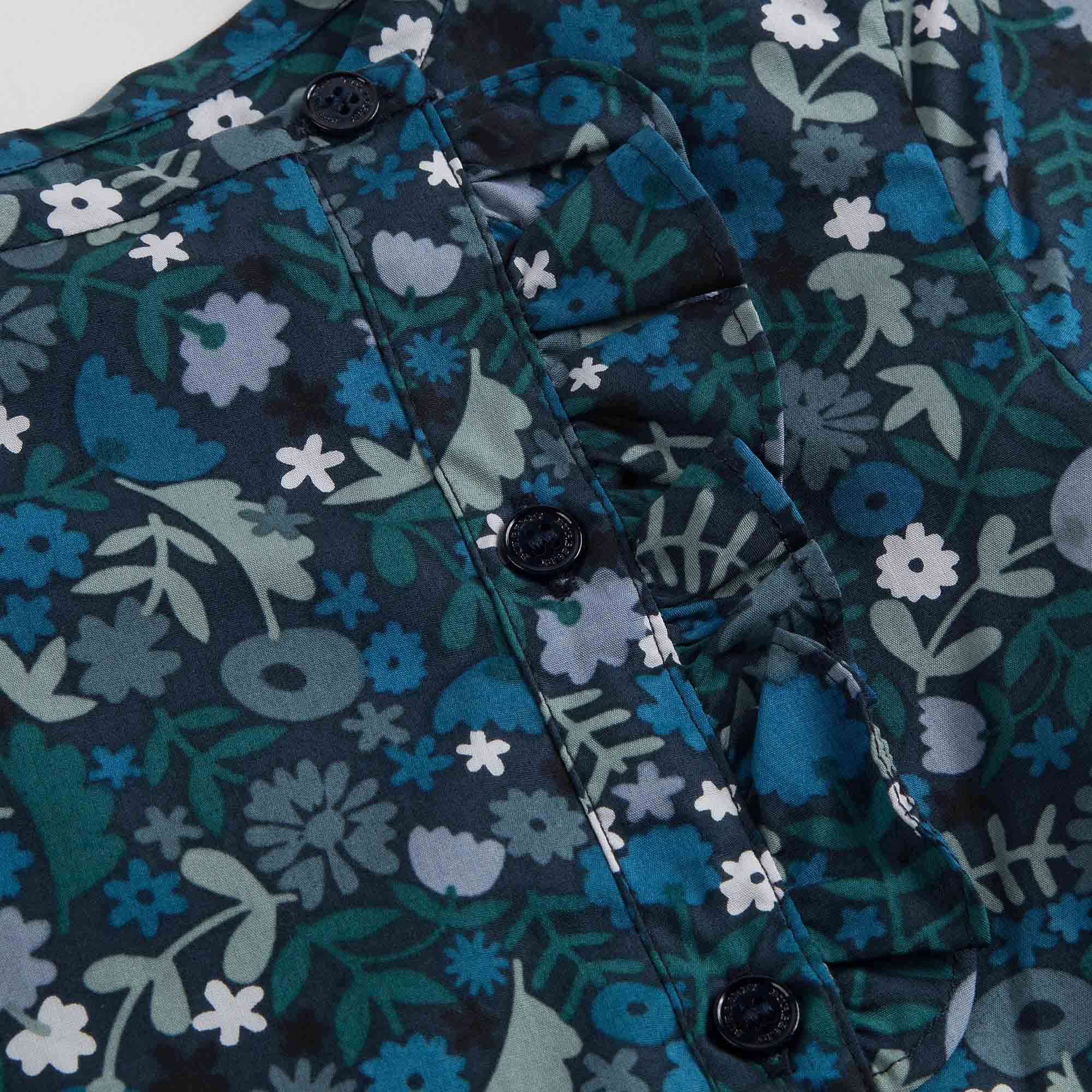 Girls Hydrangea Blue Floral Printed Trims Dress - CÉMAROSE | Children's Fashion Store - 4