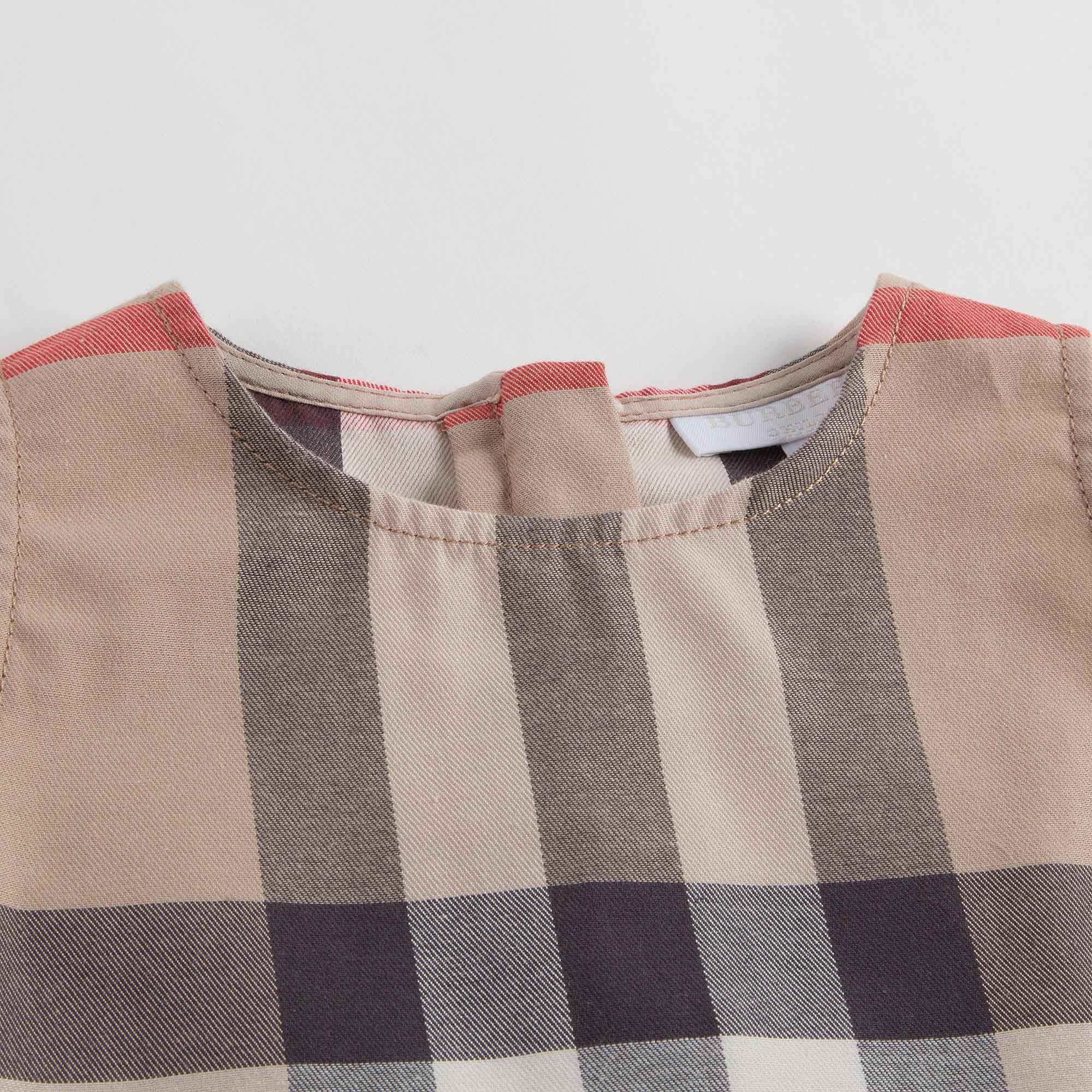 Baby Girls Beige New Classic Check Cotton Dress - CÉMAROSE | Children's Fashion Store - 3