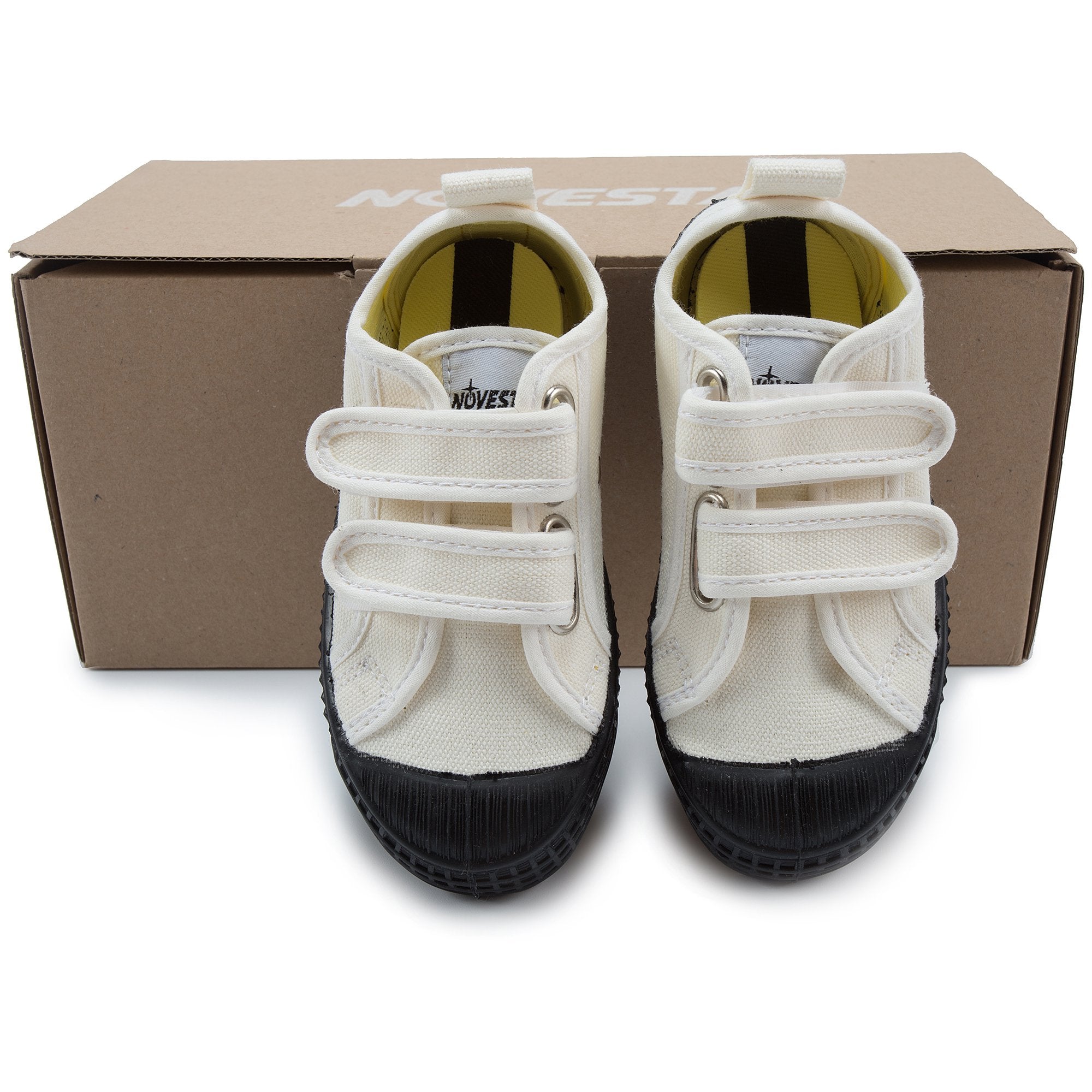 Boys White Black Velcro Shoes