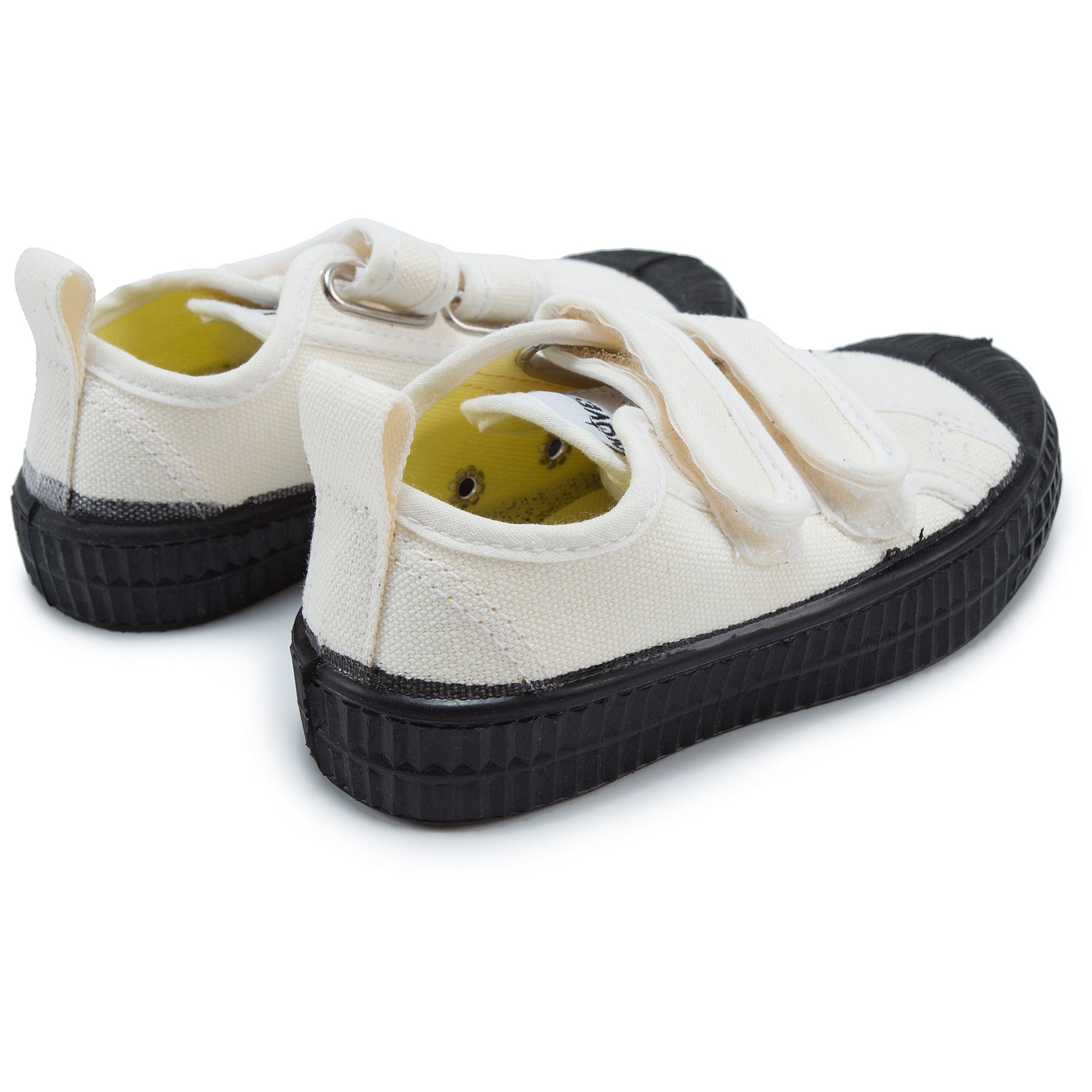 Boys White Black Velcro Shoes