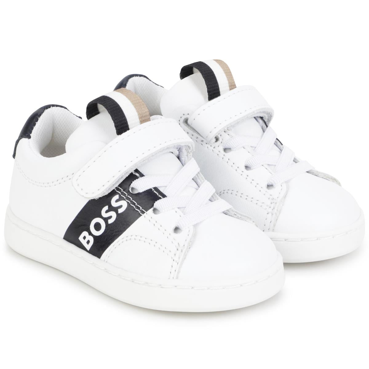 Boys & Girls White Logo Shoes