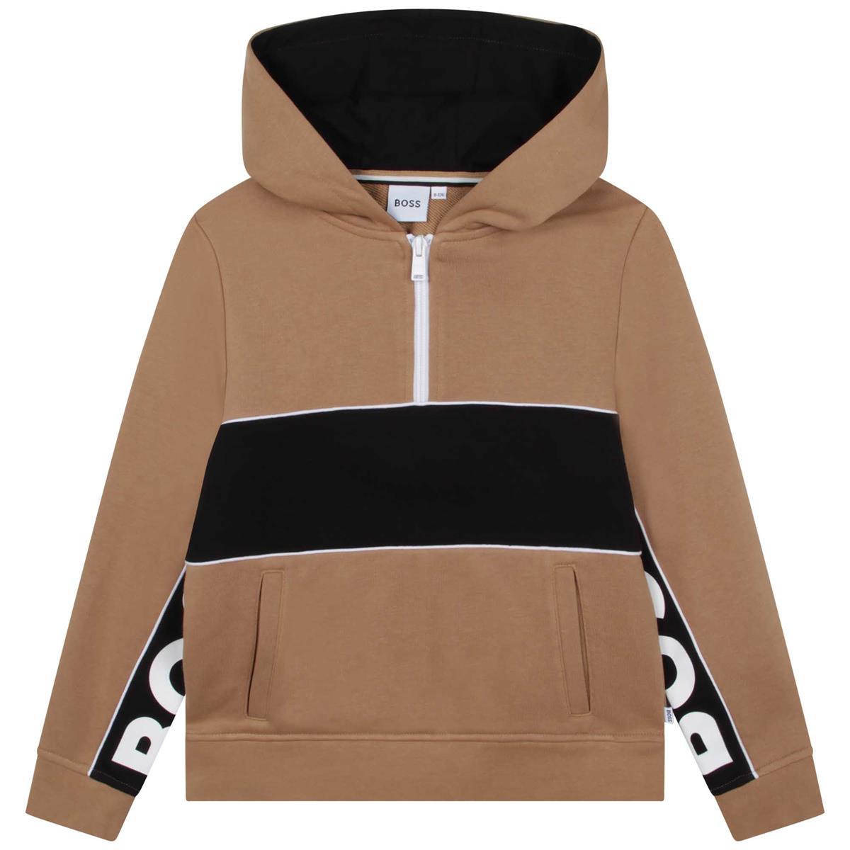 Boys Camel Hooded Sweatshirt