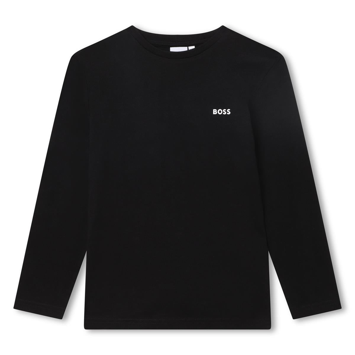 Boys Black Logo Cotton T-Shirt