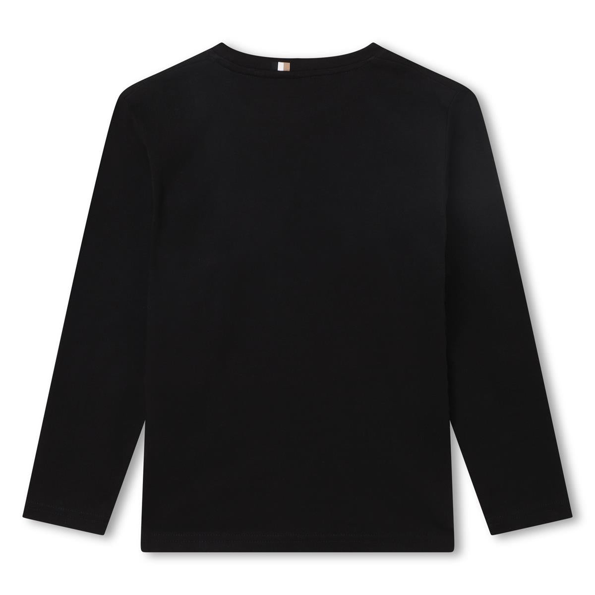 Boys Black Logo Cotton T-Shirt