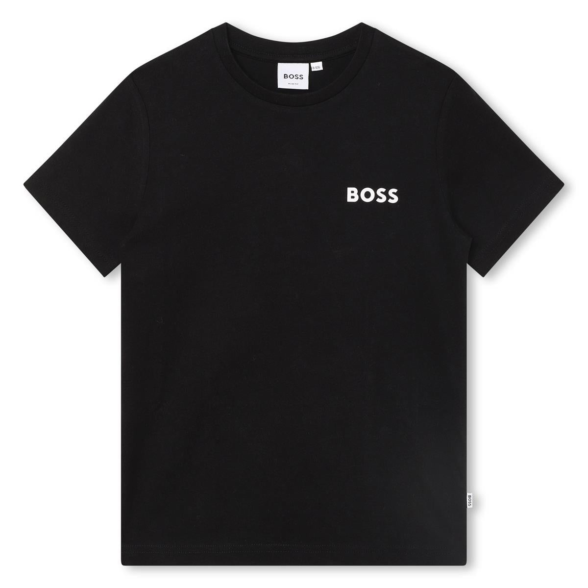 Boys Black Logo Cotton T-Shirt