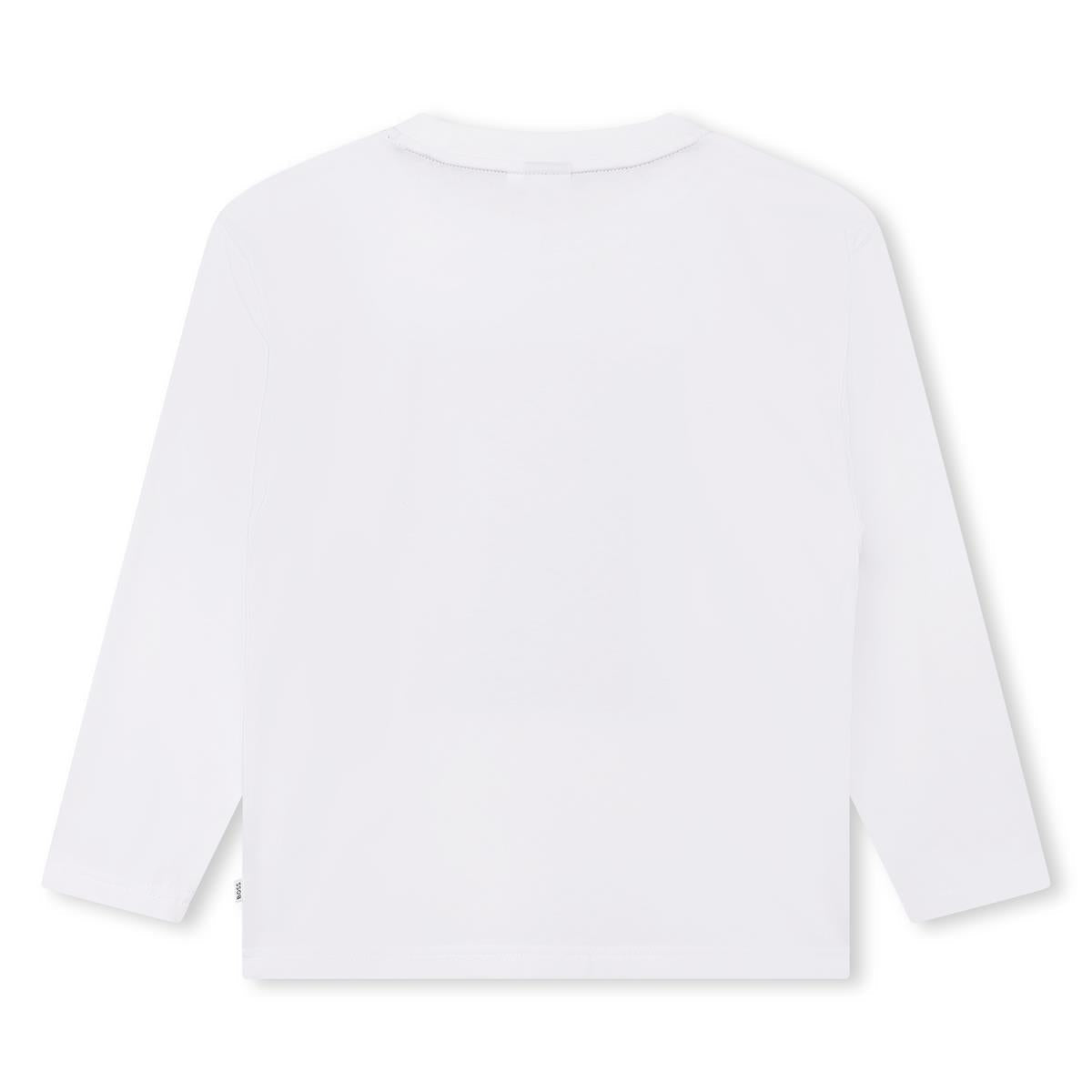 Boys White Logo Cotton T-Shirt