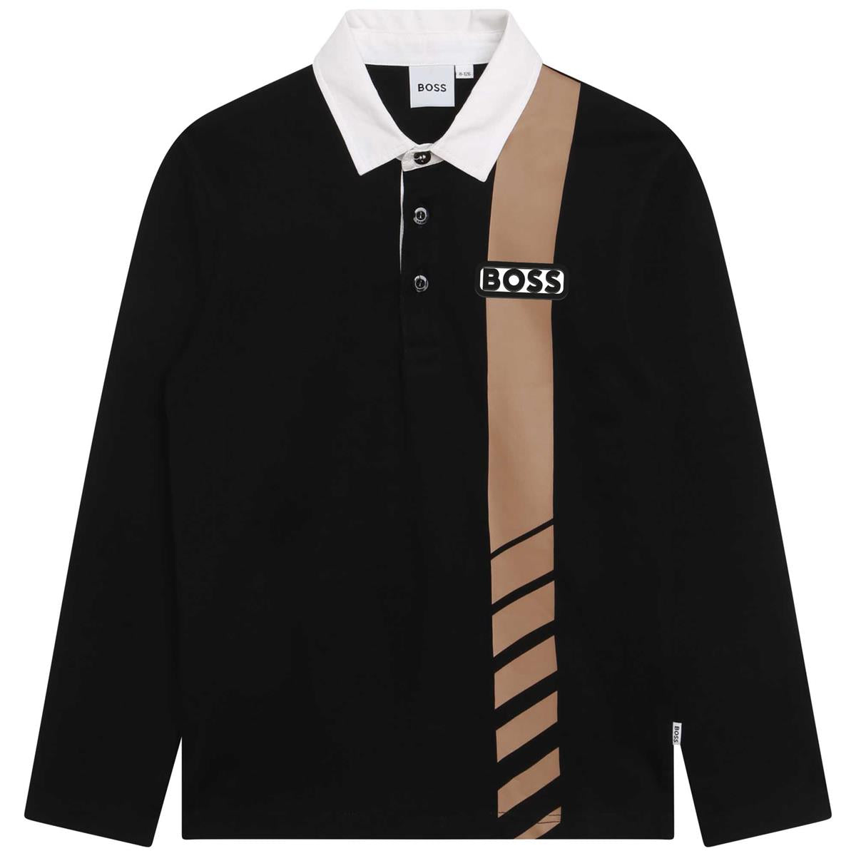 Boys Black Cotton Polo Shirt
