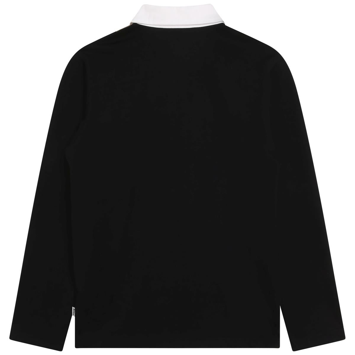 Boys Black Cotton Polo Shirt