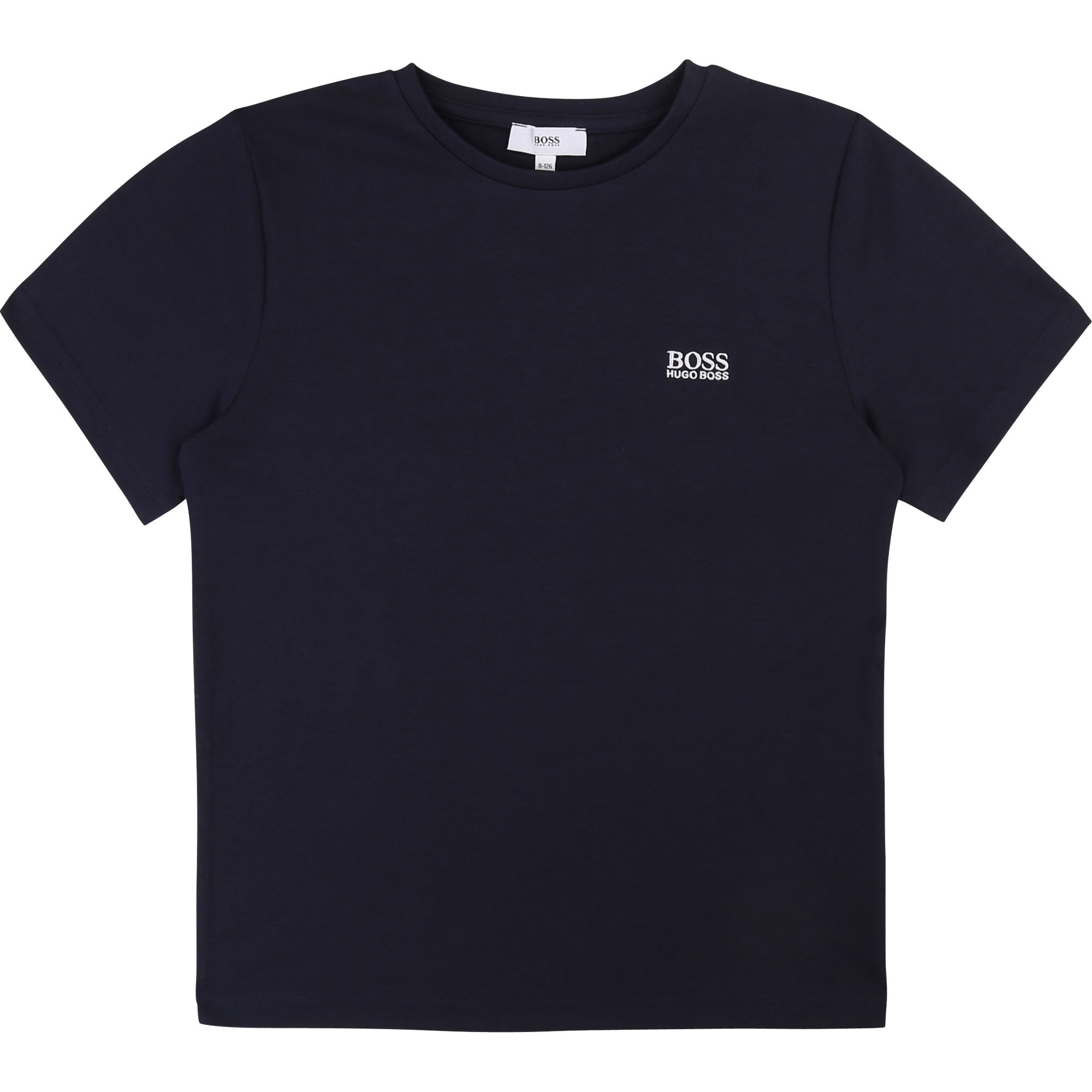 Boys Dark Navy Logo Cotton T-Shirt