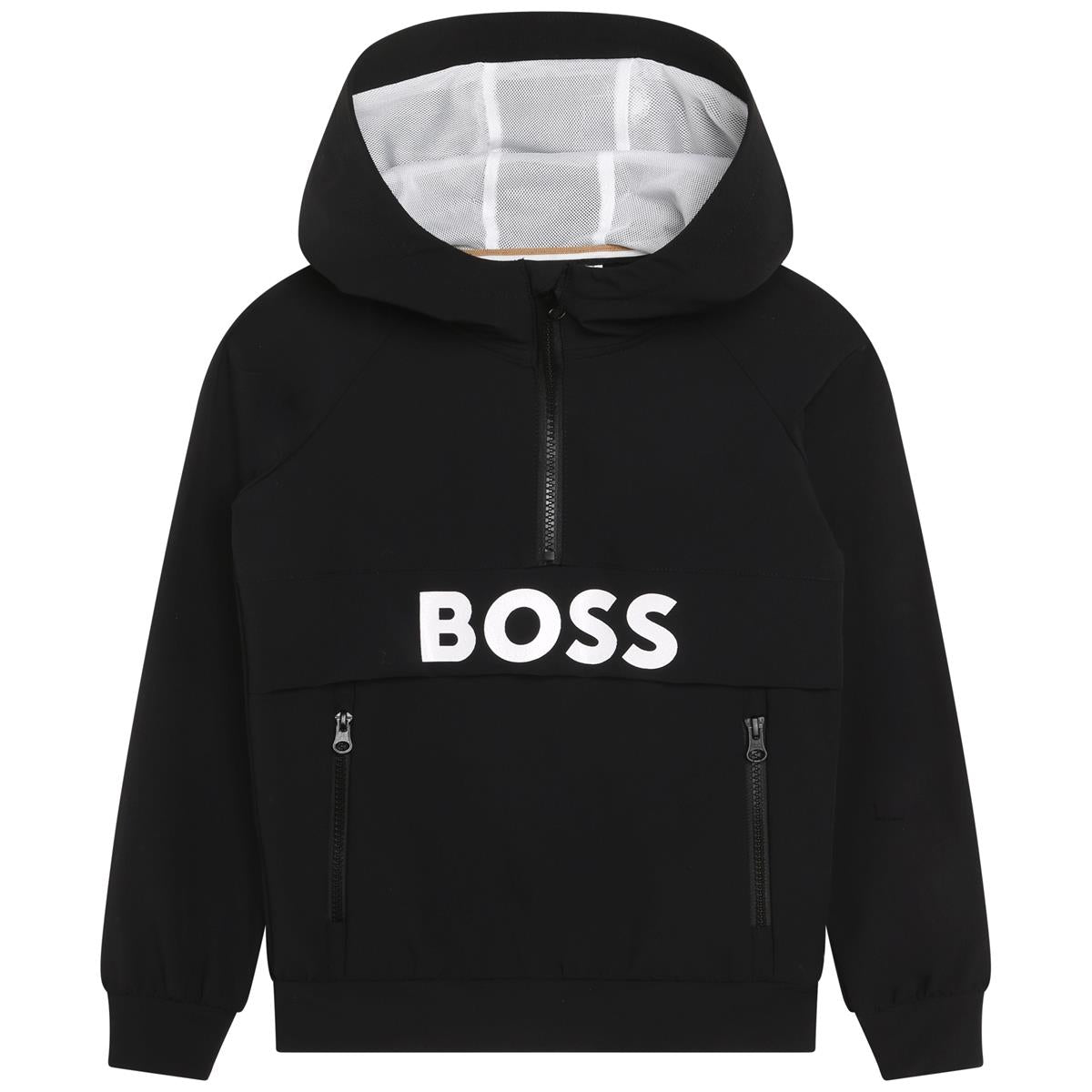 Boys Black Hooded Cotton Sweatshirt