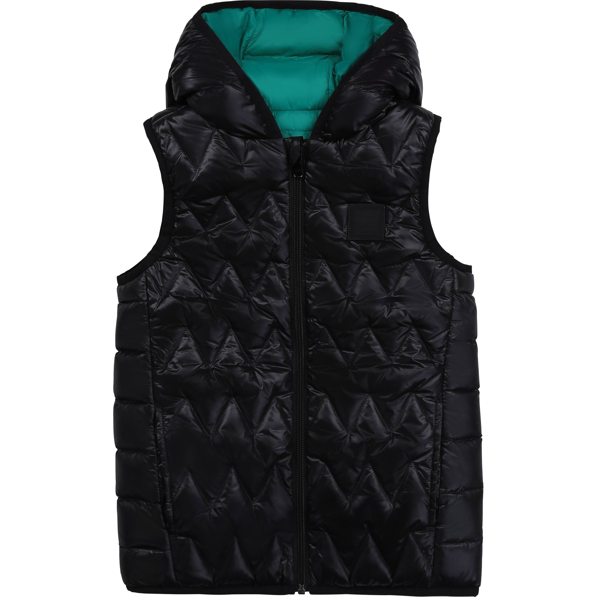Boys Green Reversible Padded Down Gilet