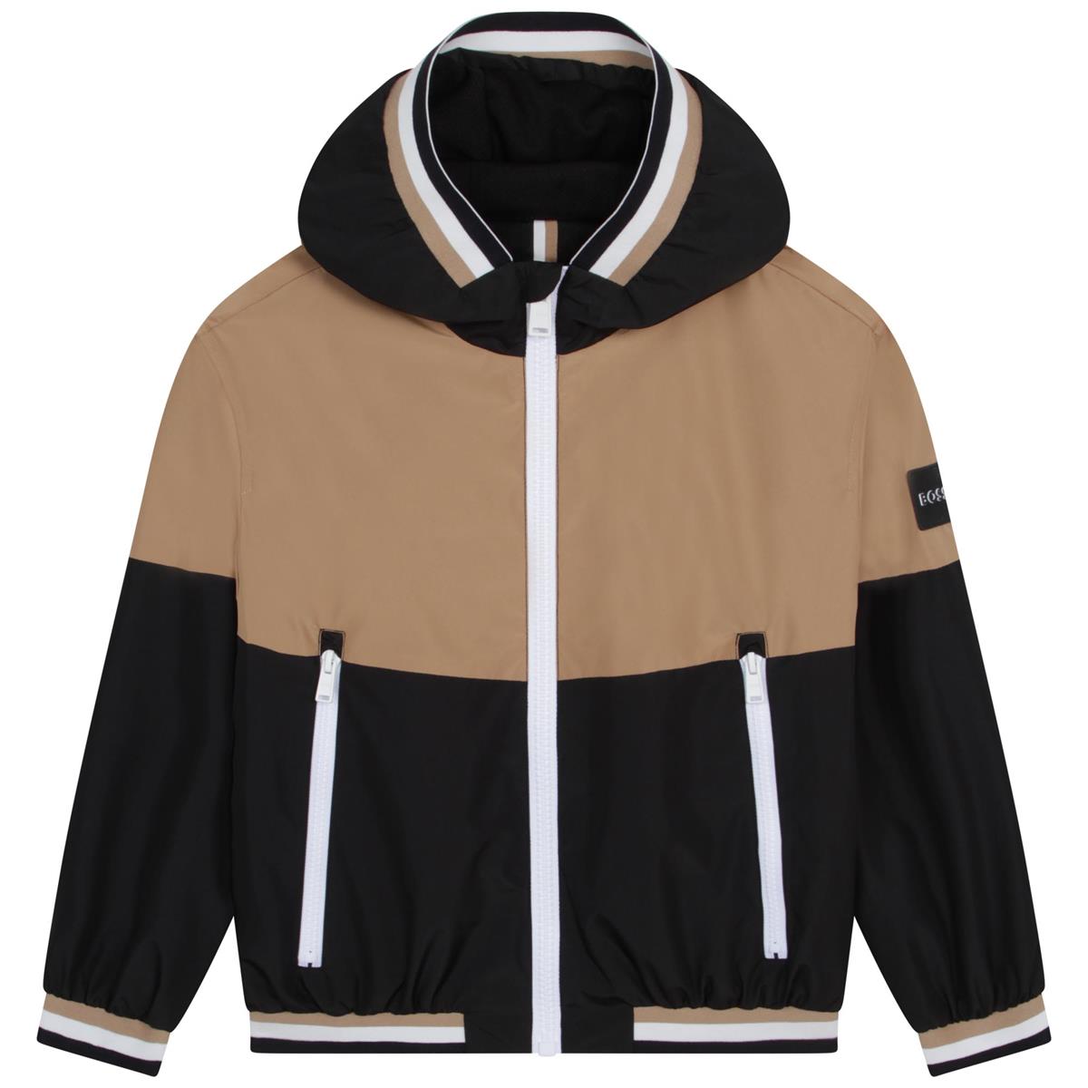 Boys Camel Zip-Up Top