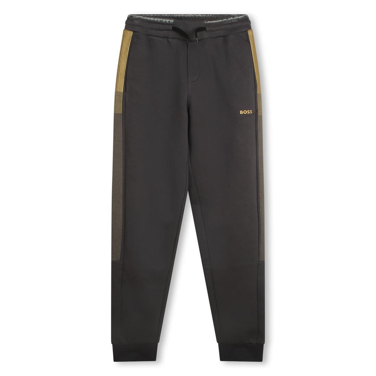 Boys Dark Grey Logo Cotton Trousers