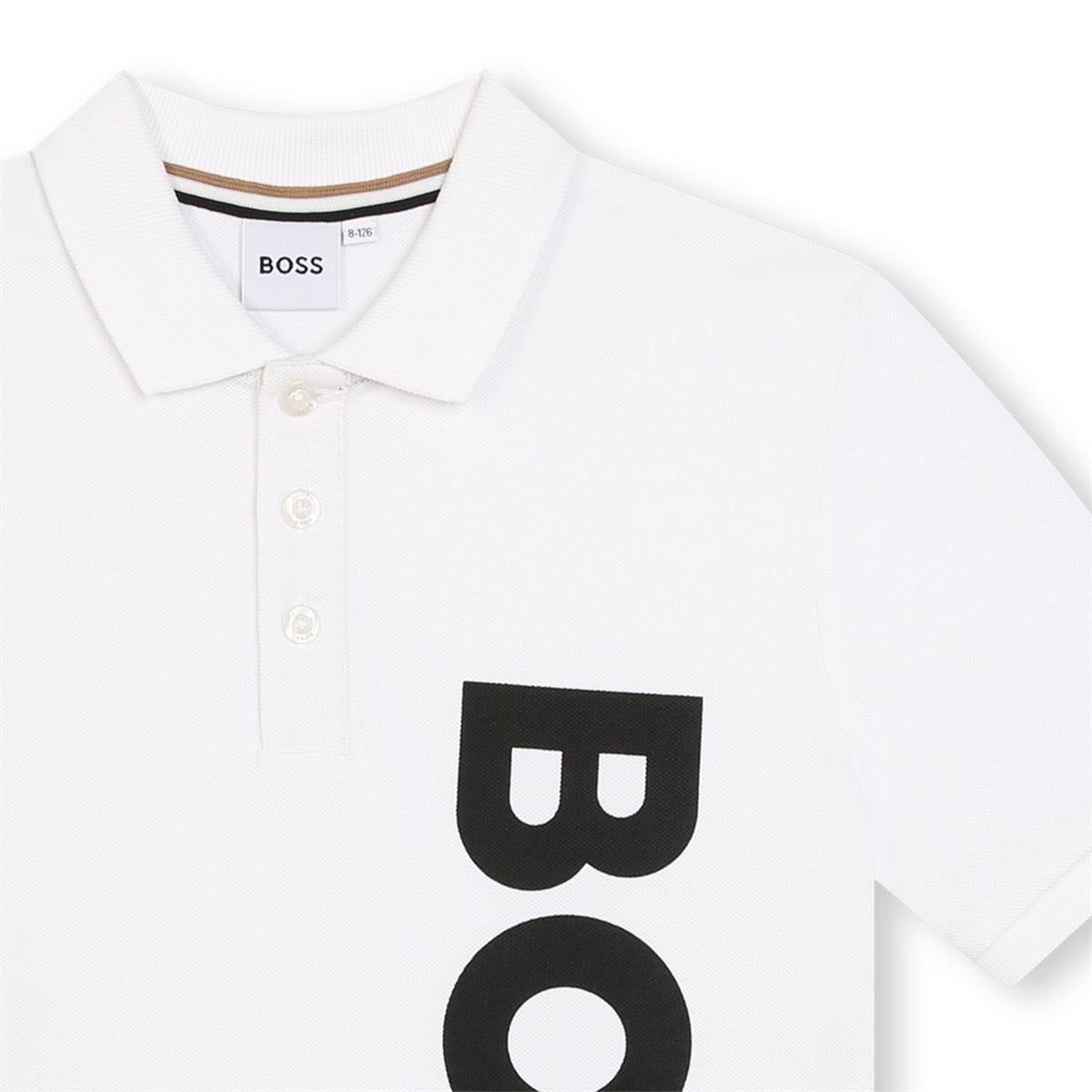 Boys White Cotton Polo Shirt