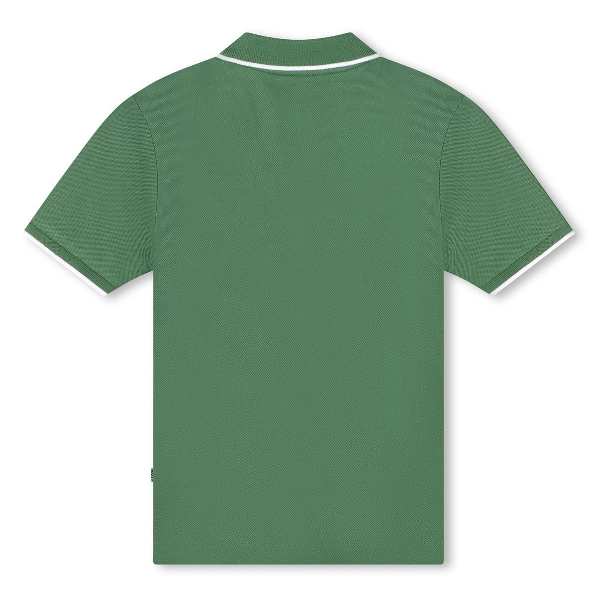 Boys Green Cotton Polo Shirt