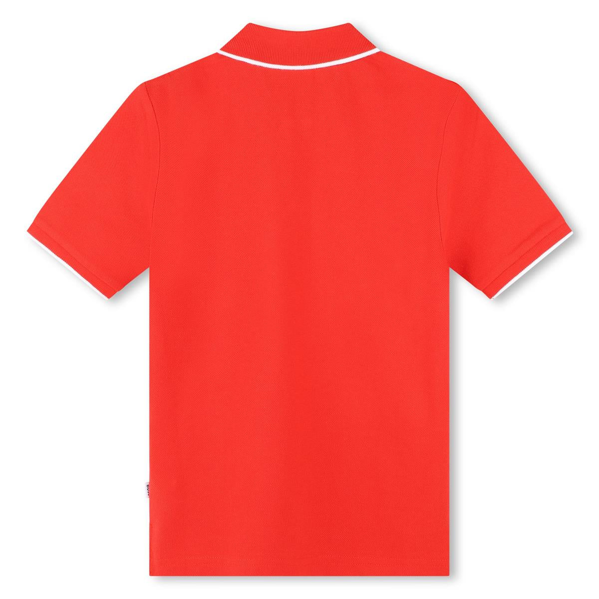 Boys Orange Cotton Polo Shirt