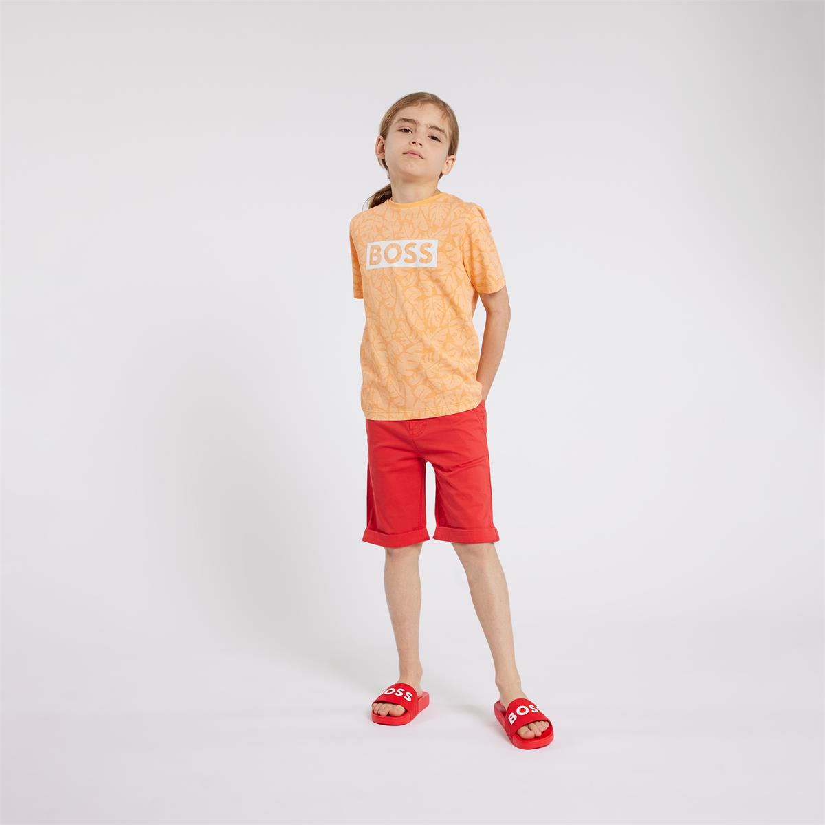 Boys Orange Cotton T-Shirt
