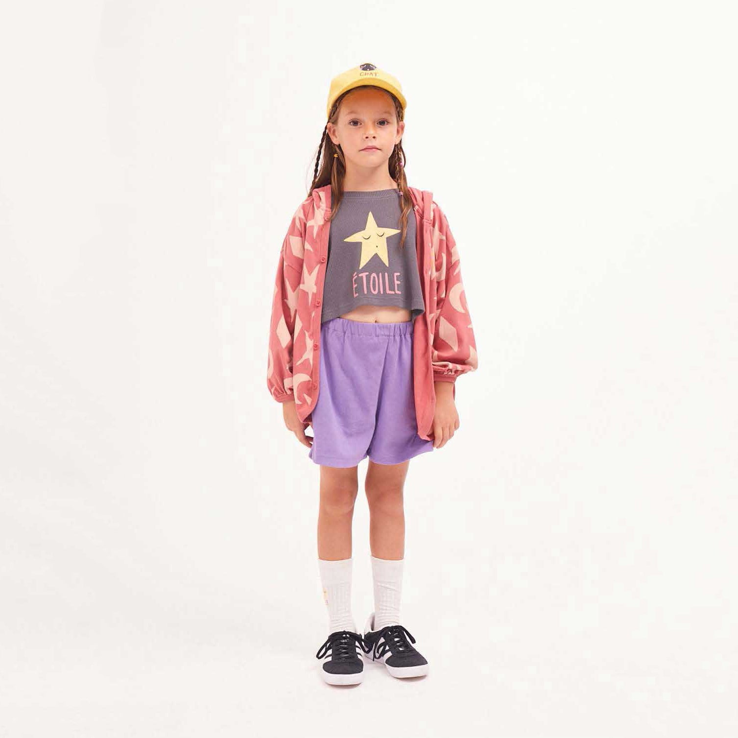 Girls Dark Red Printed Hooded Jacket