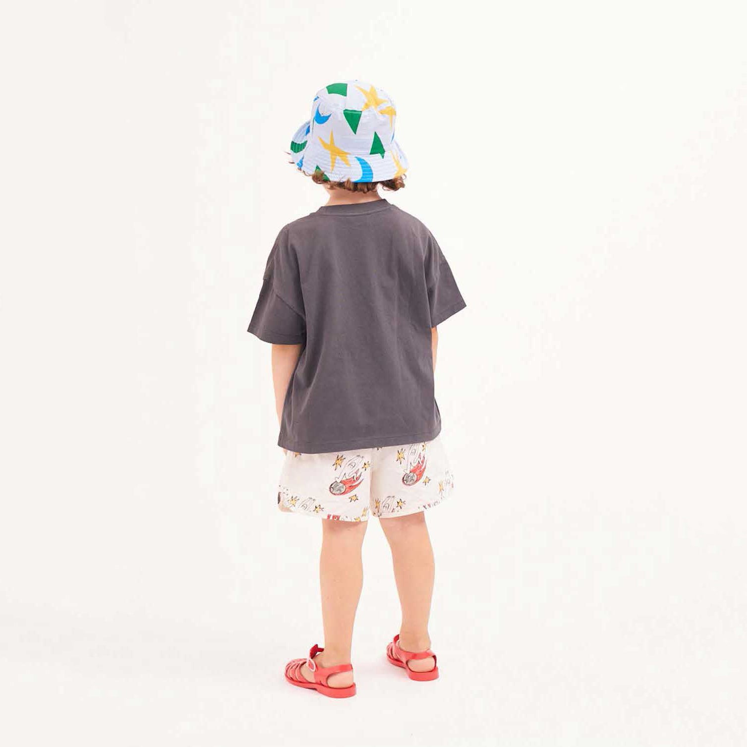 Boys & Girls Dark Grey Printed Cotton T-Shirt