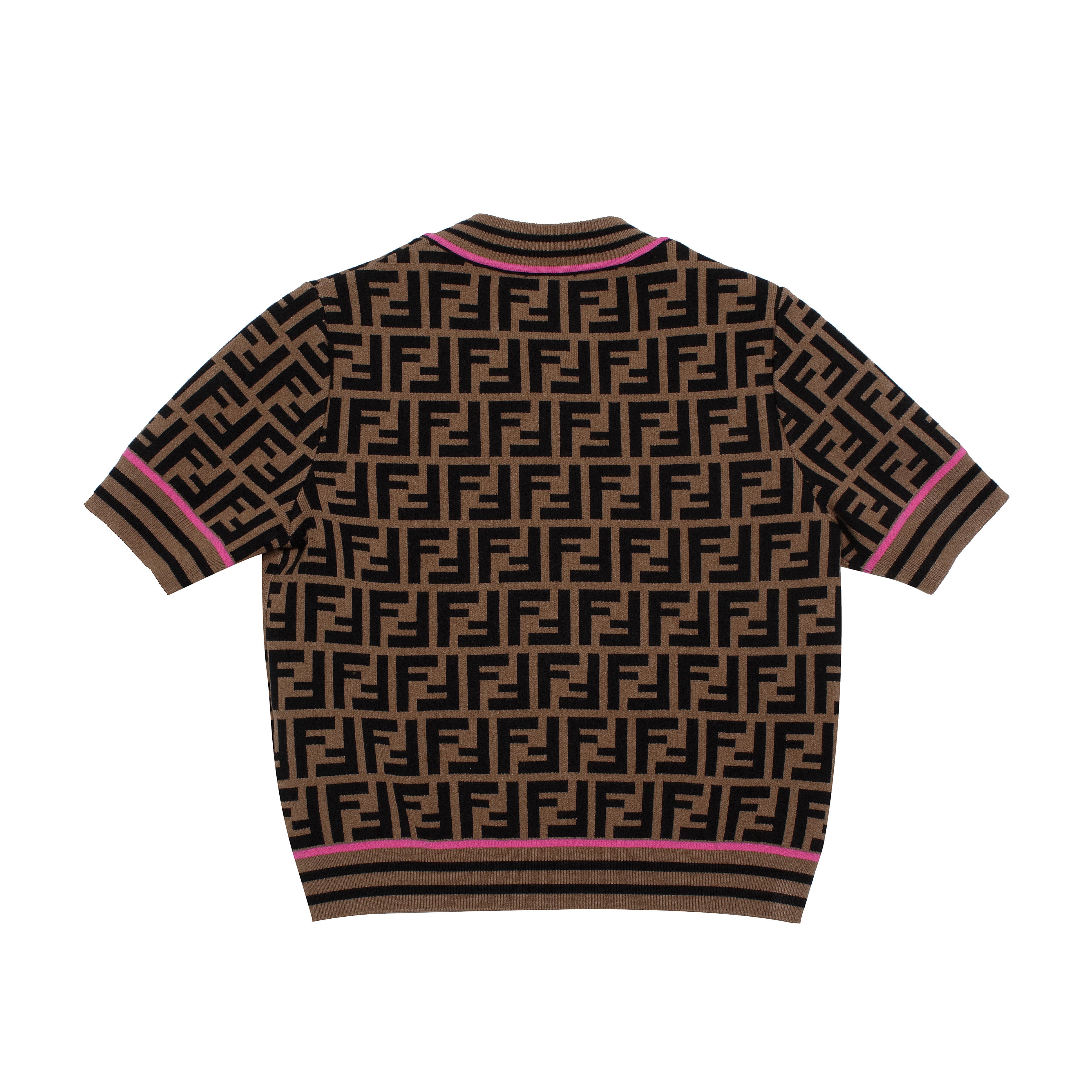 Pull en maille marron avec logo FF pour fille