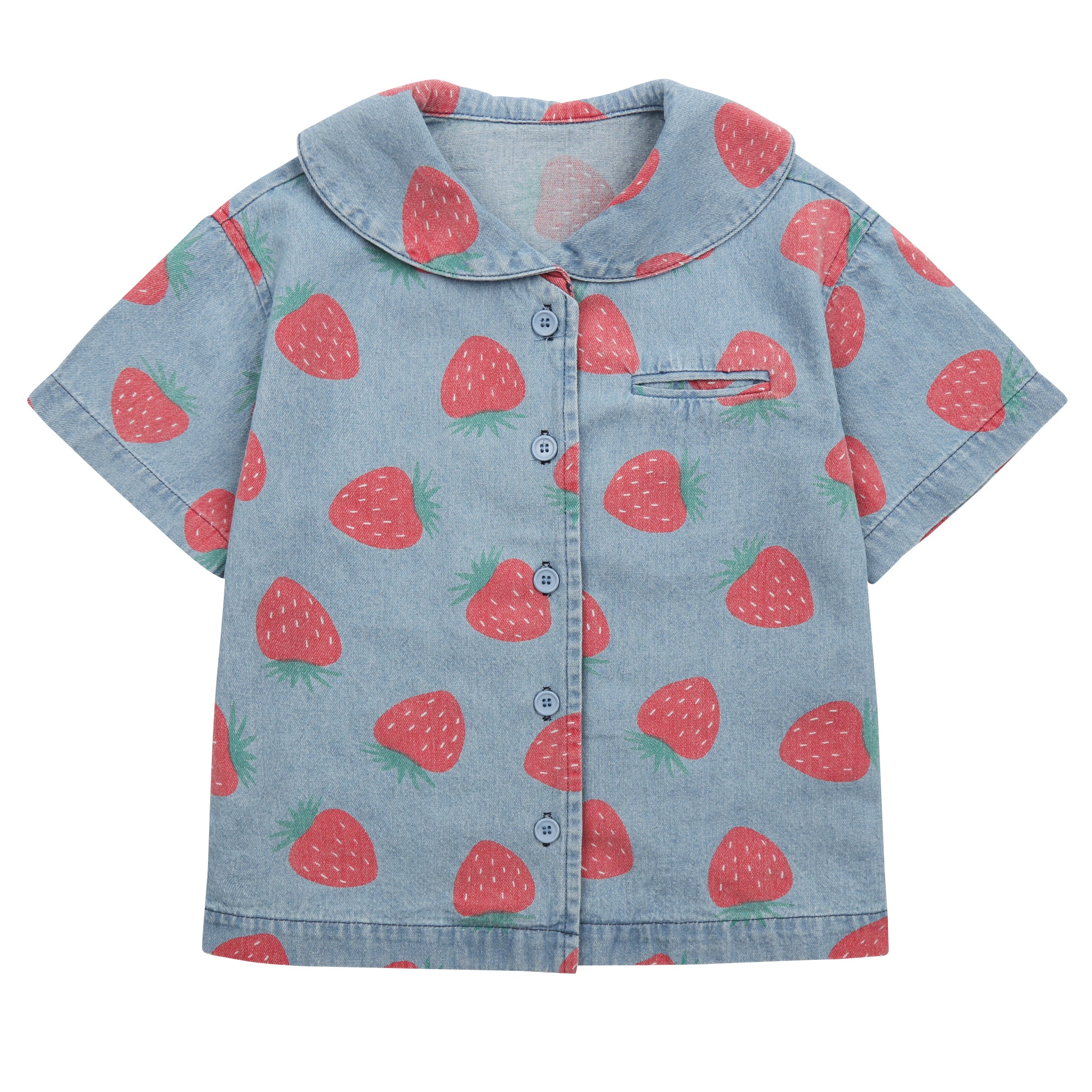 Boys & Girls Blue Printed Denim Shirt