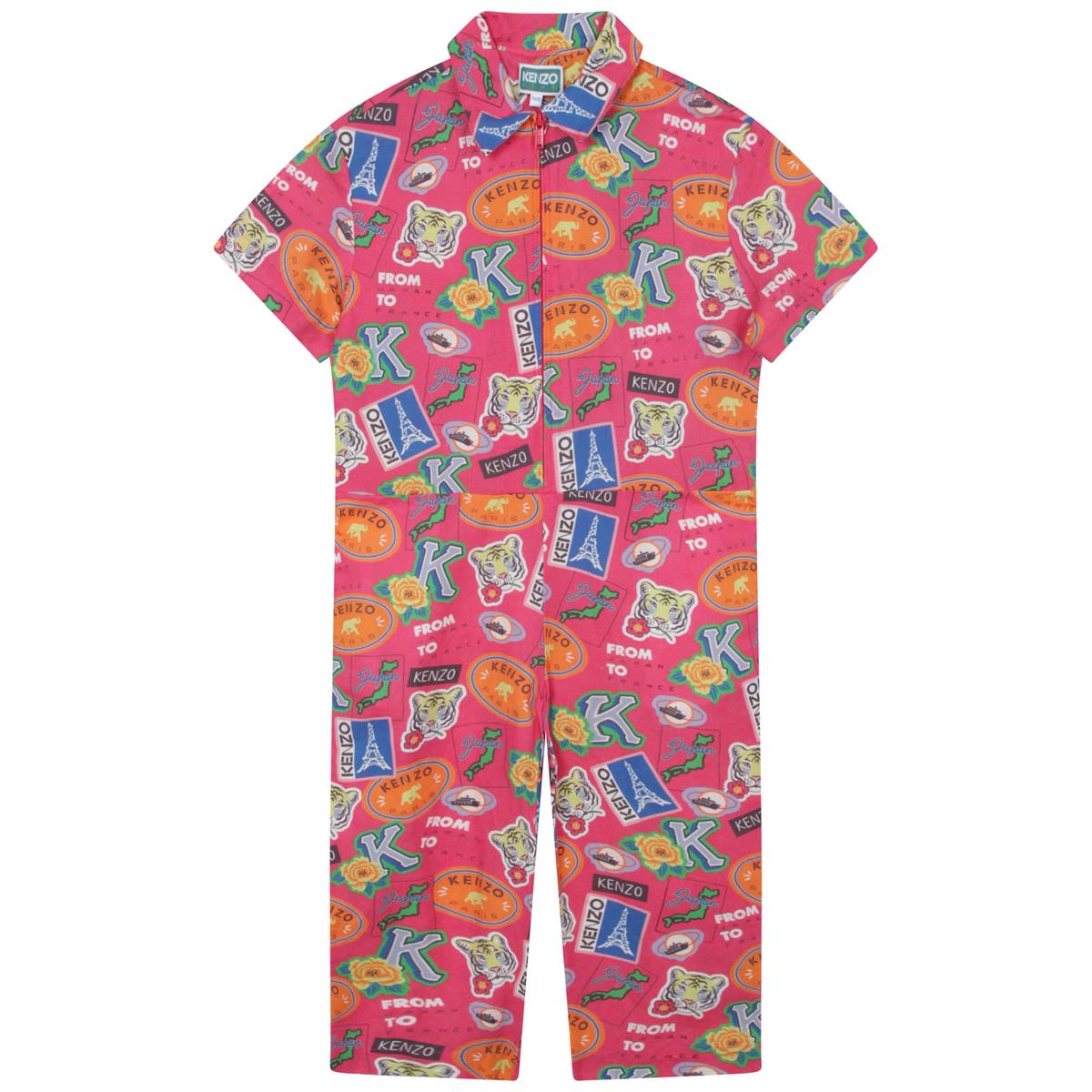 Boys & Girls Pink Printed Jumpsuit