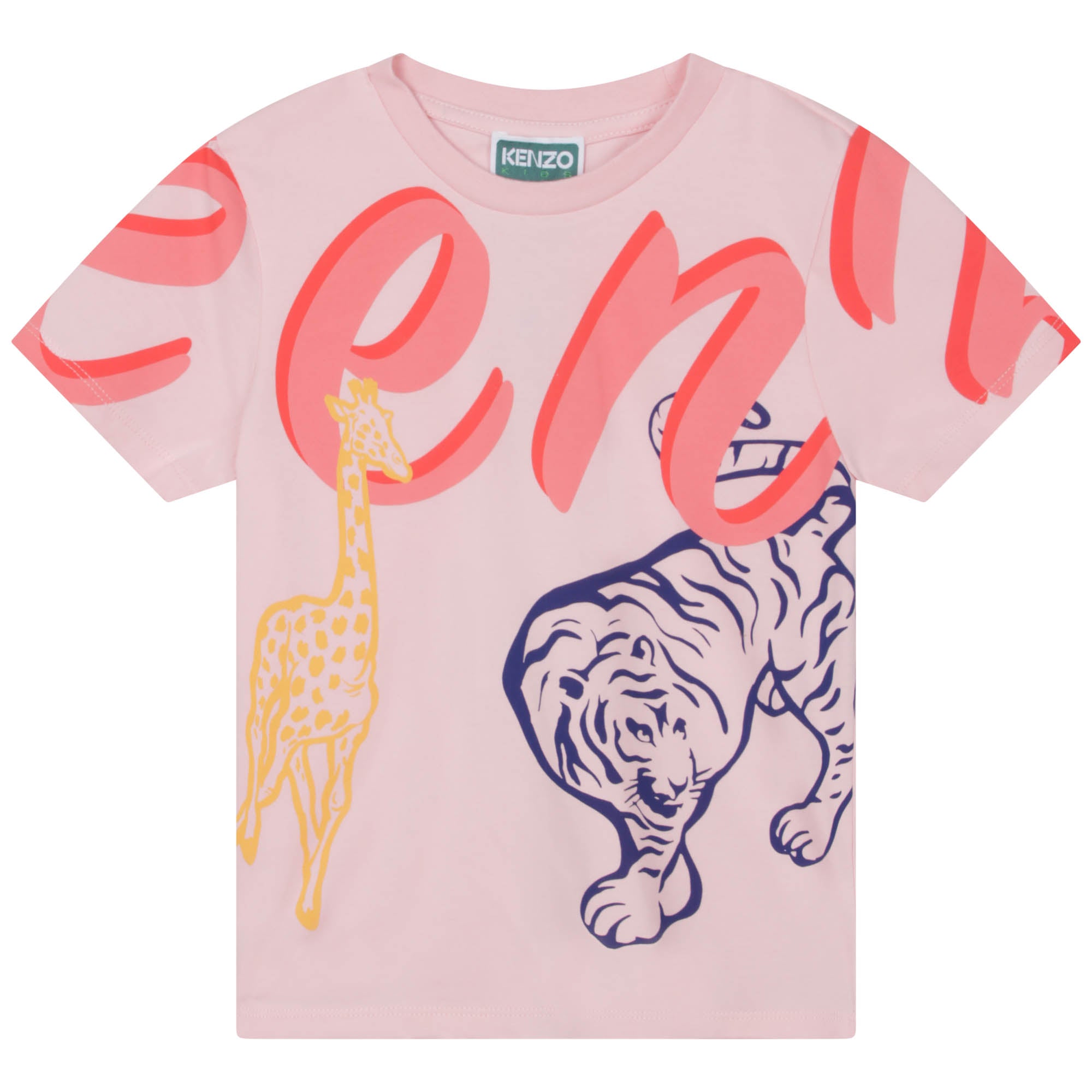 Girls Pink Printed Cotton T-Shirt
