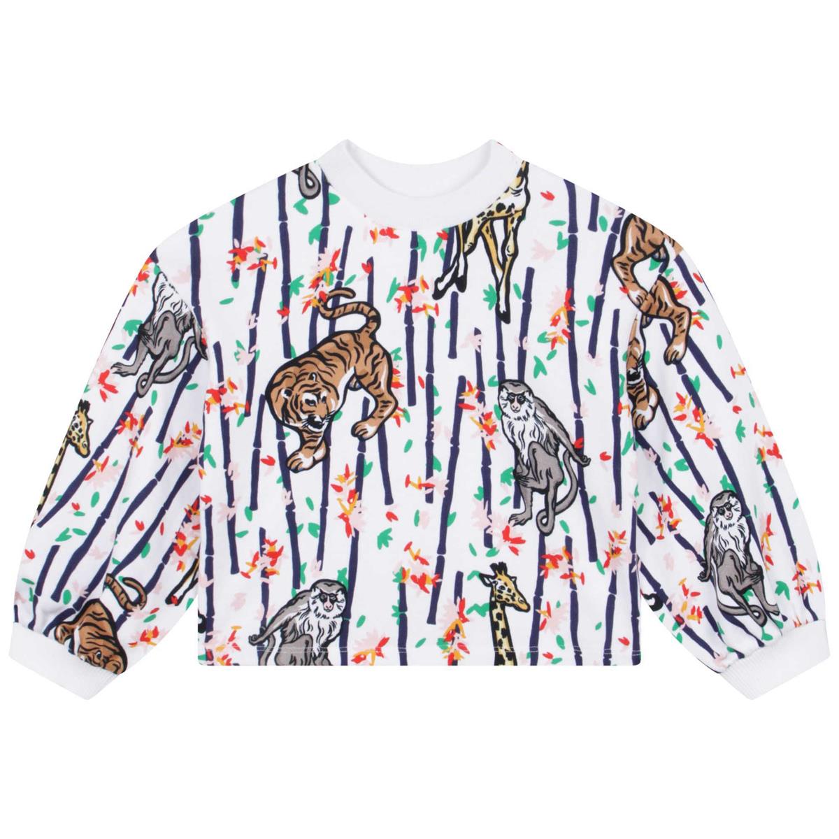 Girls White Printed Sweatshirt