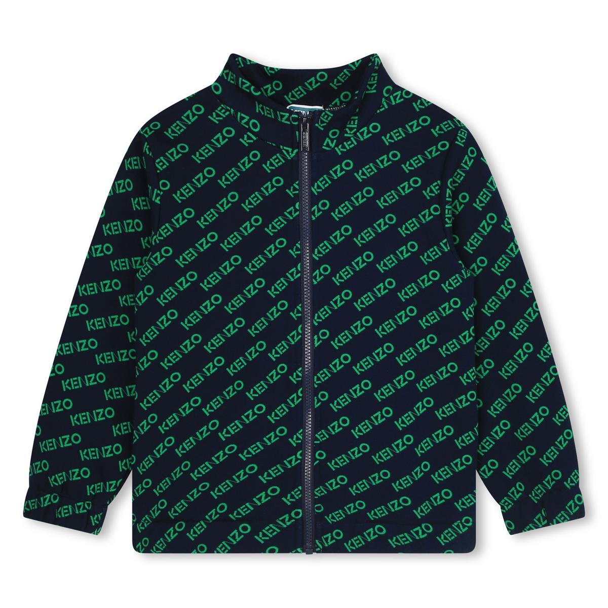 Boys Black Logo Zip-Up Top