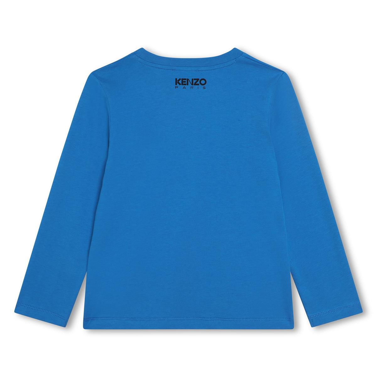 Boys Blue Printed Cotton T-Shirt