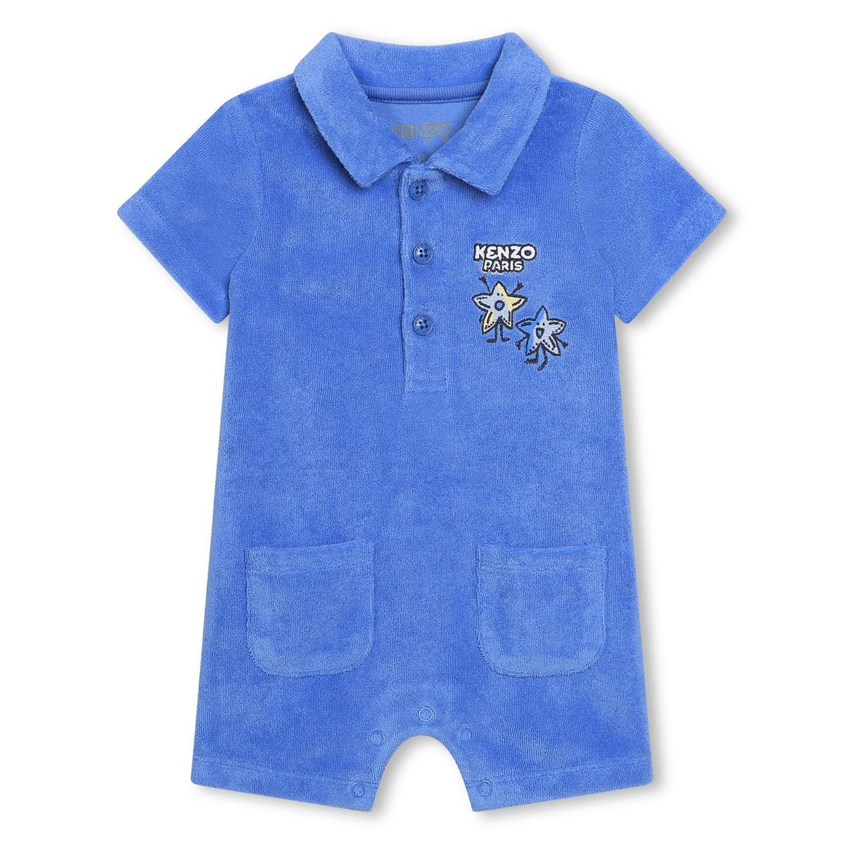 Baby Boys Blue Cotton Babysuit