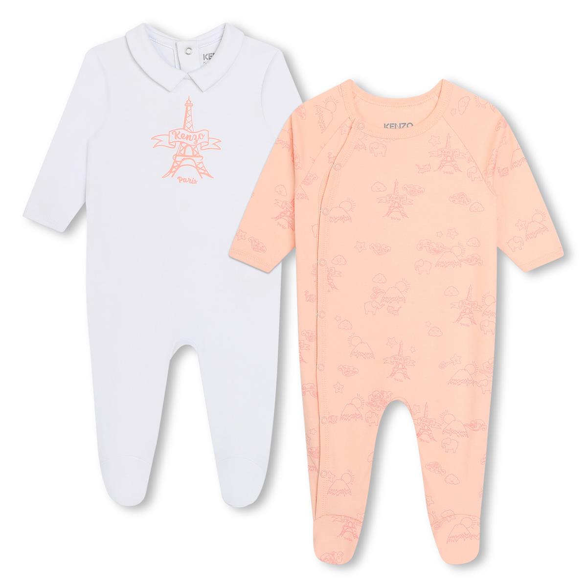 Baby Girls Pink Cotton Babysuit Set(2 Pack)