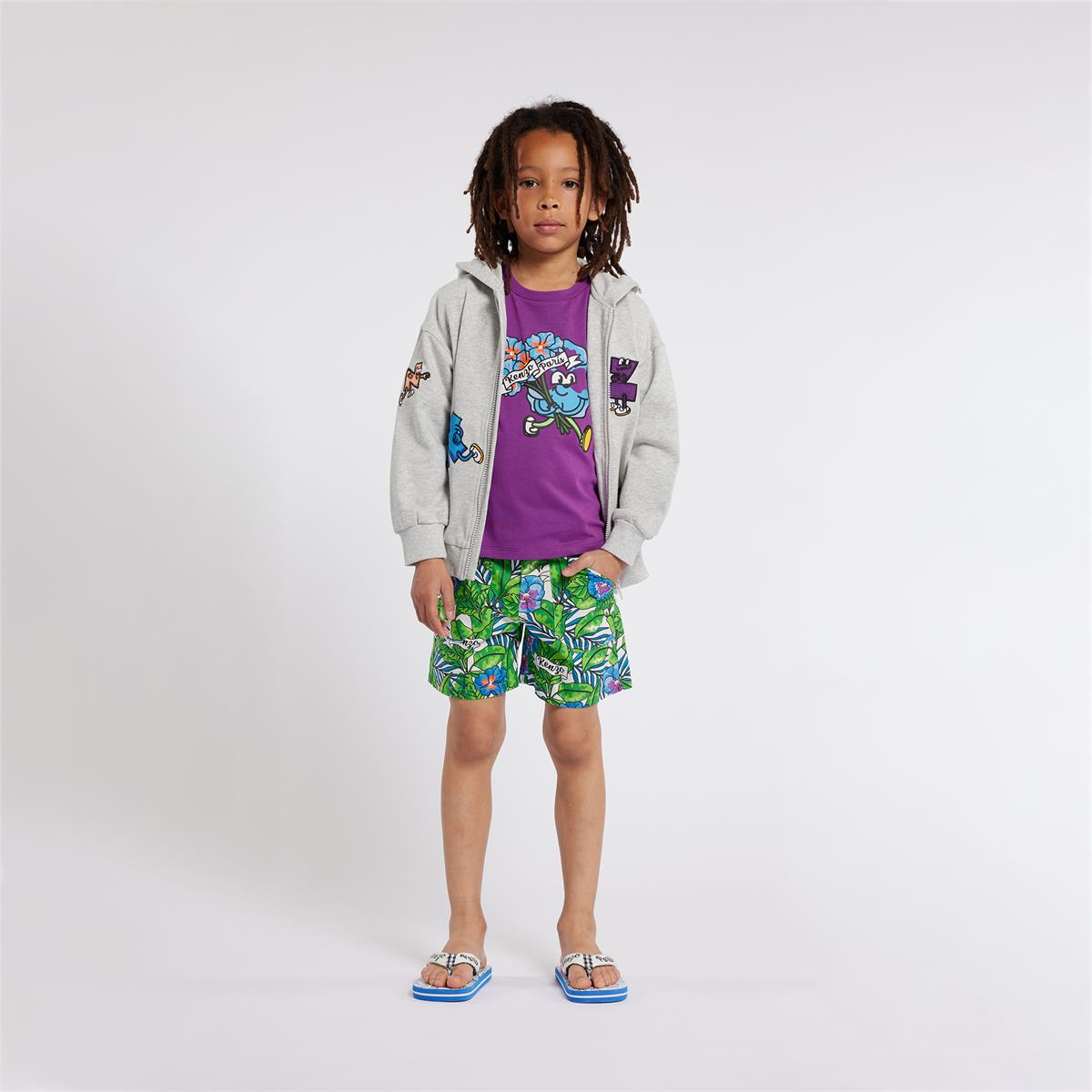 Boys & Girls Green Printed Cotton Shorts