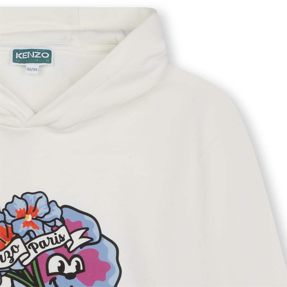 Boys White Hooded Cotton Sweatshirt