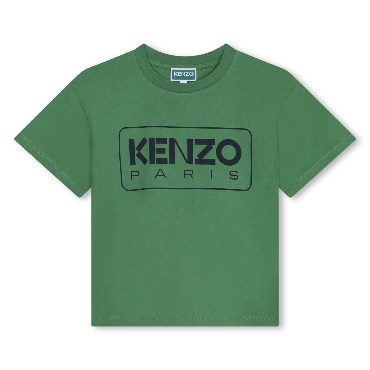 Boys Green Logo Cotton T-Shirt