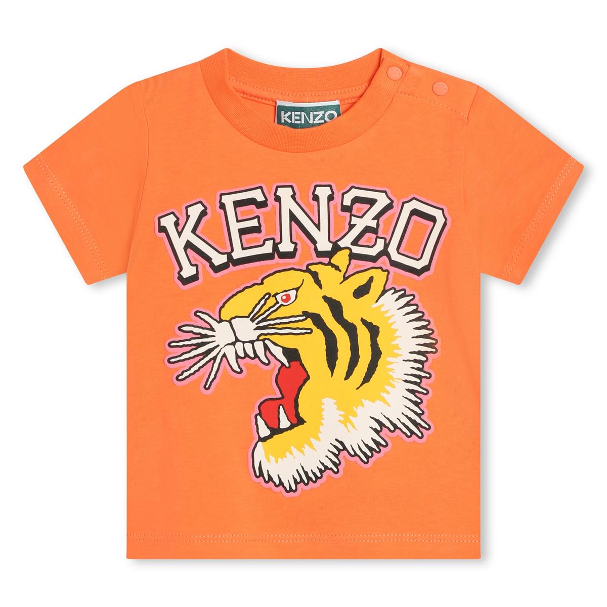 Baby Boys & Girls Orange Cotton T-Shirt