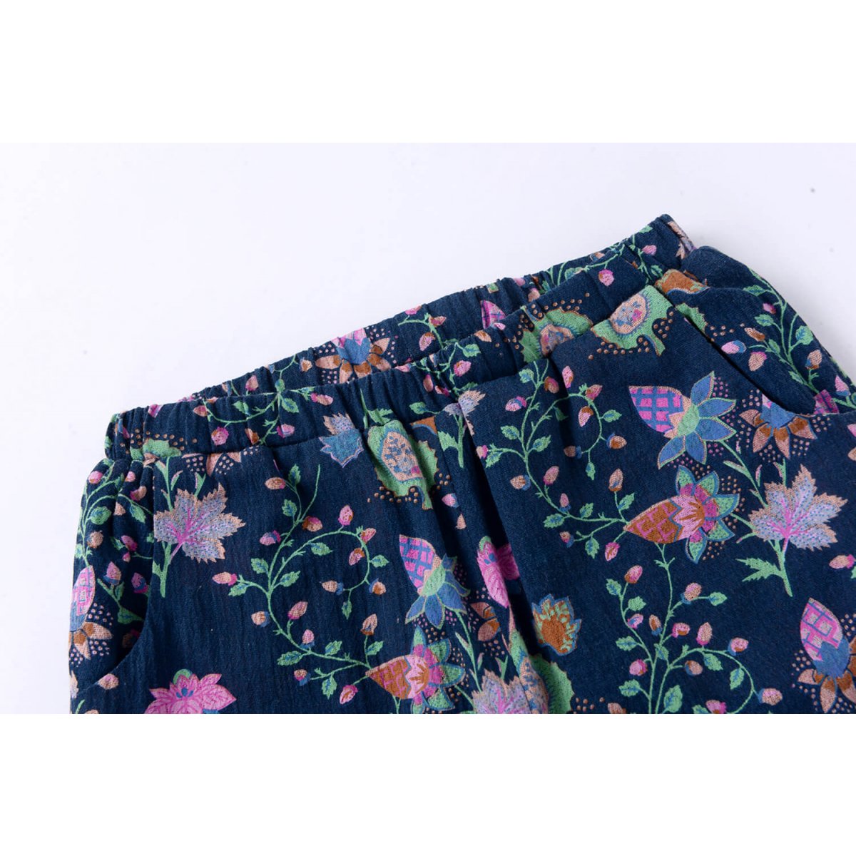 Girls Blue Pine Cone Cotton Trousers